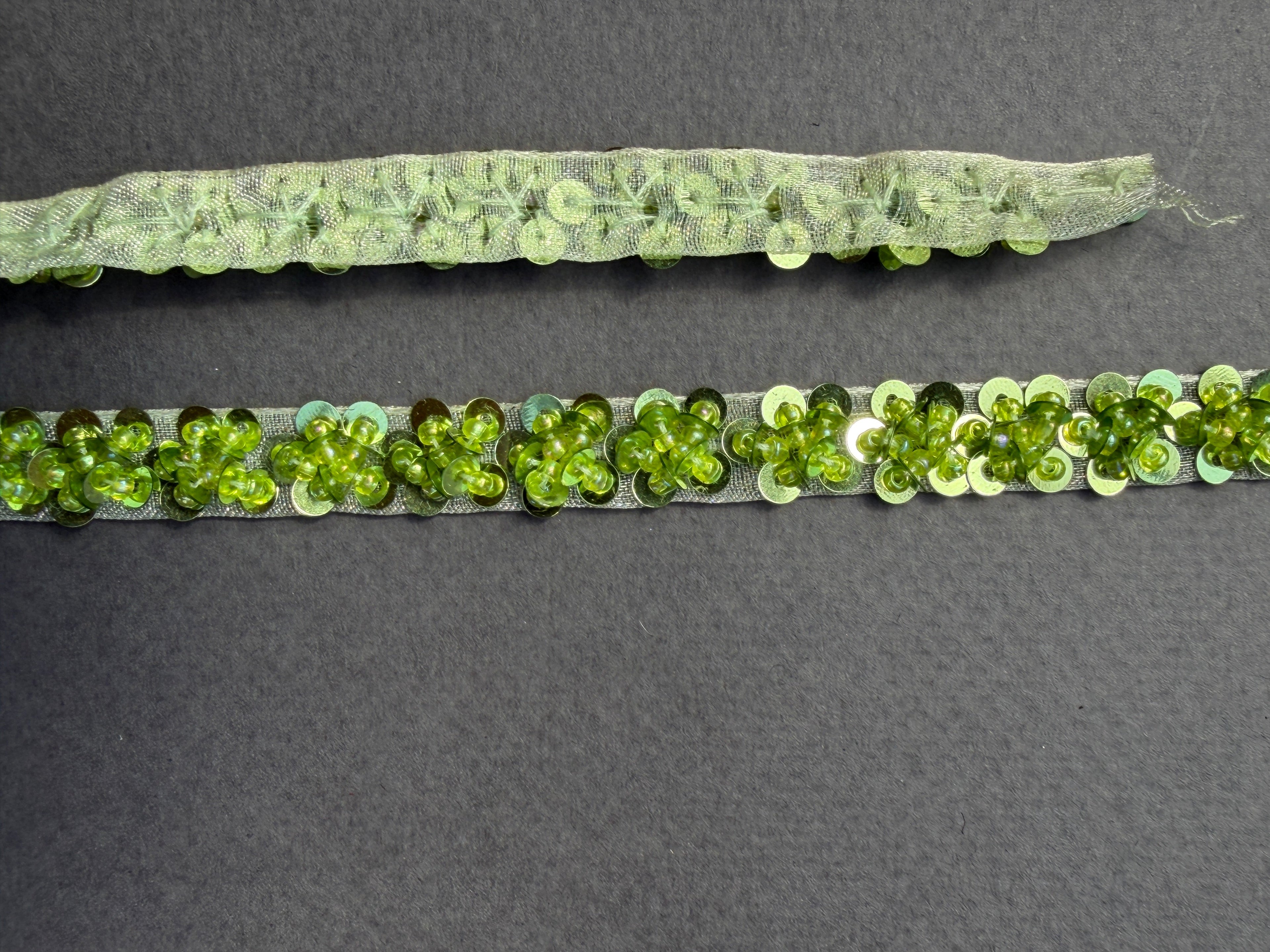 Green sequin trim 15mm SP Haberdashery Auckland NZ