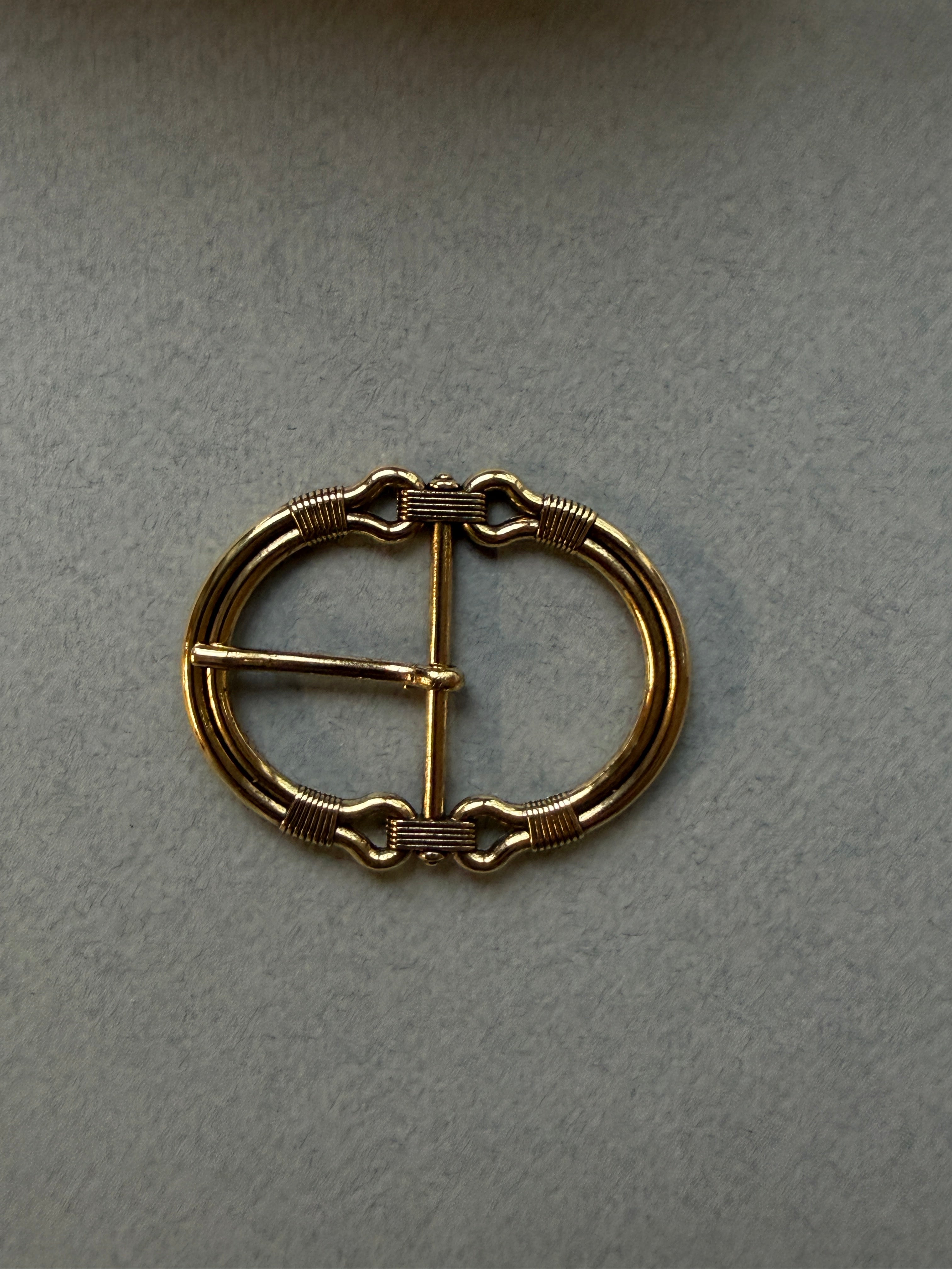 Antique Gold Plated Horseshoe Buckle | Two-Ring, 65mm | SP Haberdashery