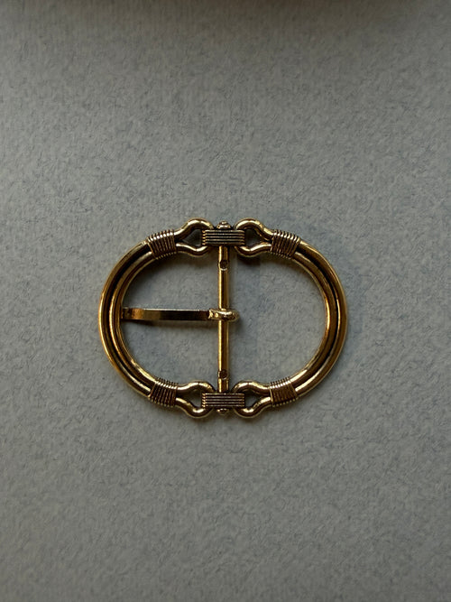 Antique Gold Plated Horseshoe Buckle | Two-Ring, 65mm | SP Haberdashery