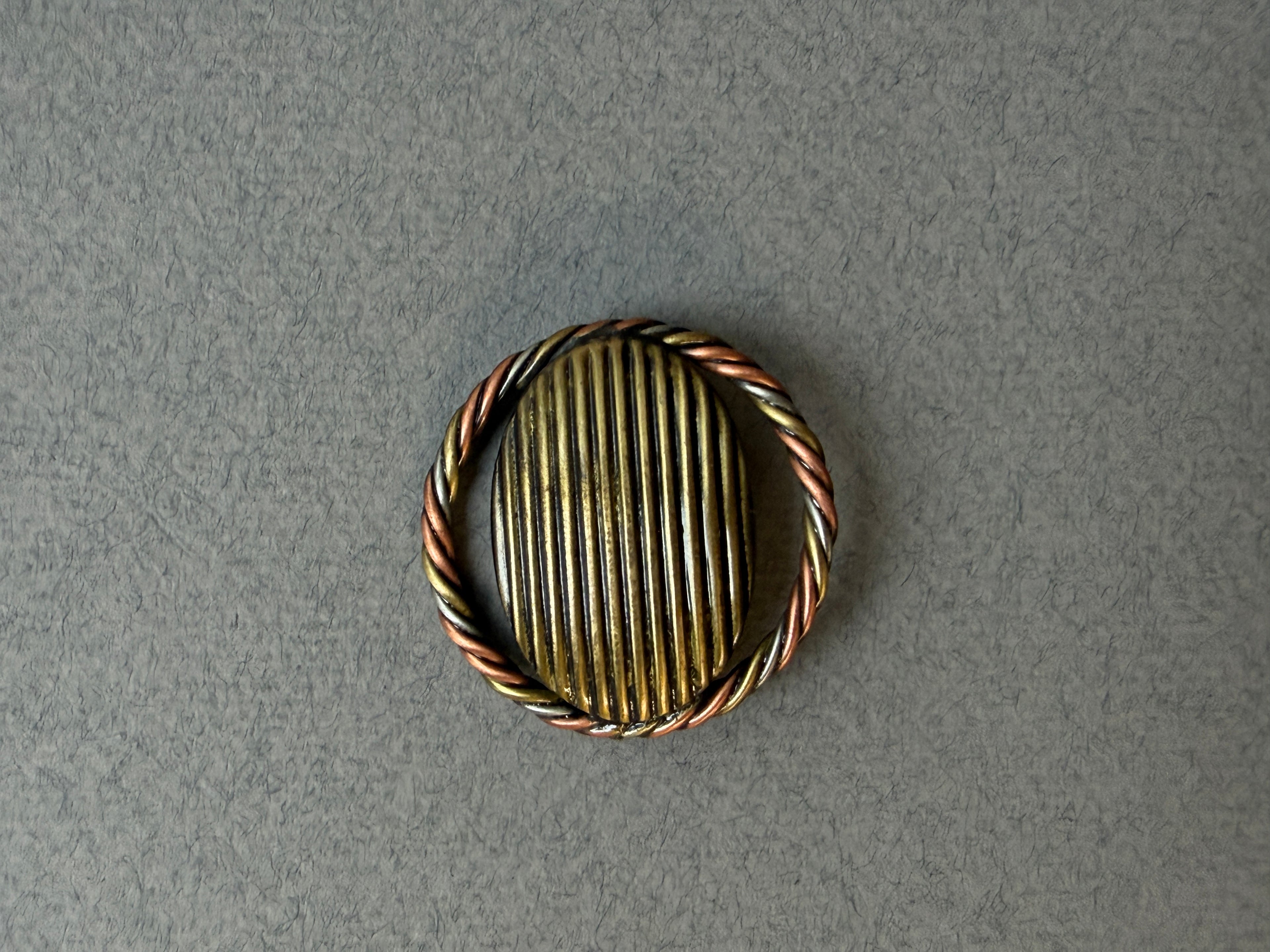 Metal Antique Shank Button | Brass & Copper Rope, 38mm | SP Haberdashery