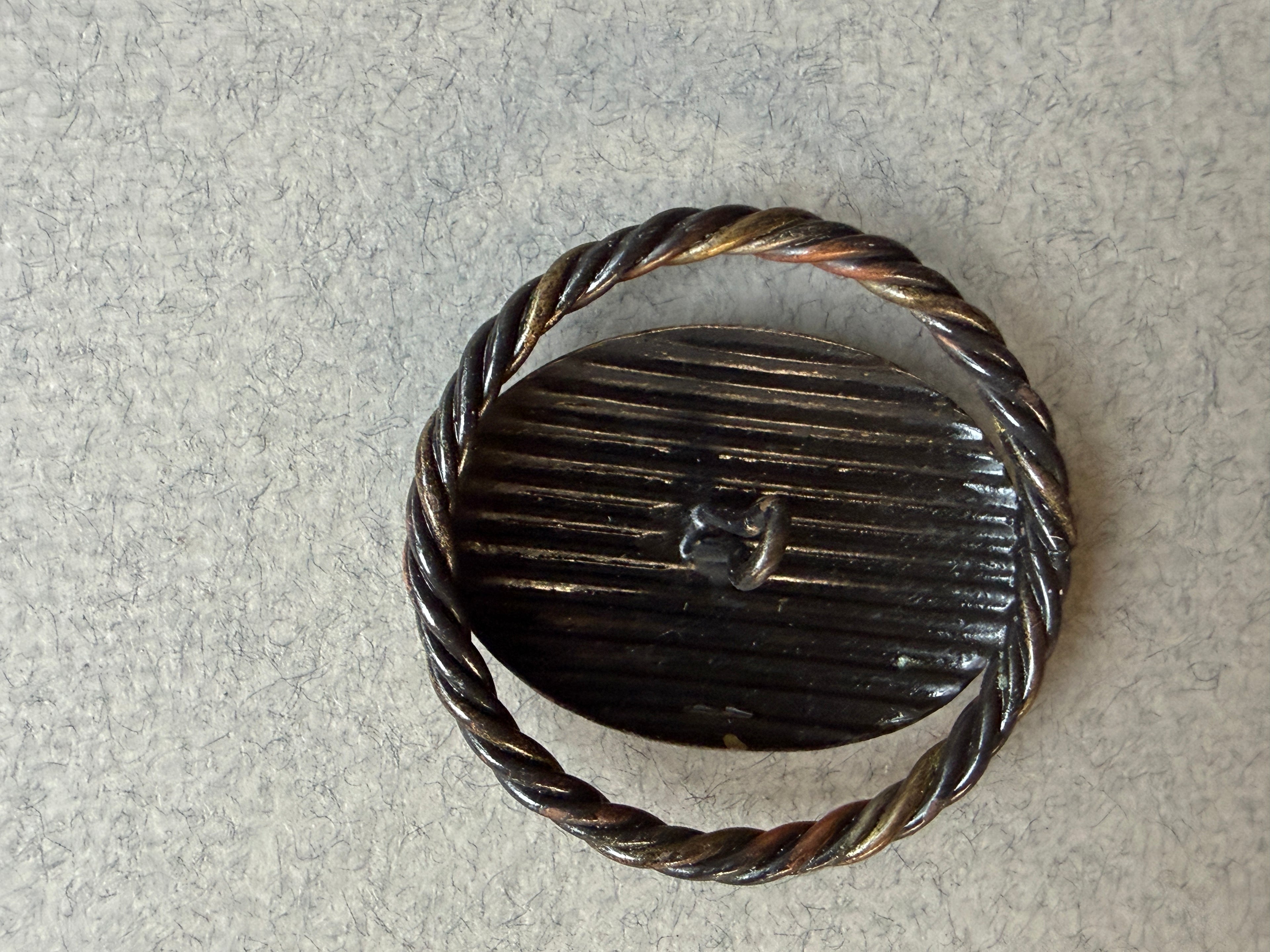 Metal Antique Shank Button | Brass & Copper Rope, 38mm | SP Haberdashery