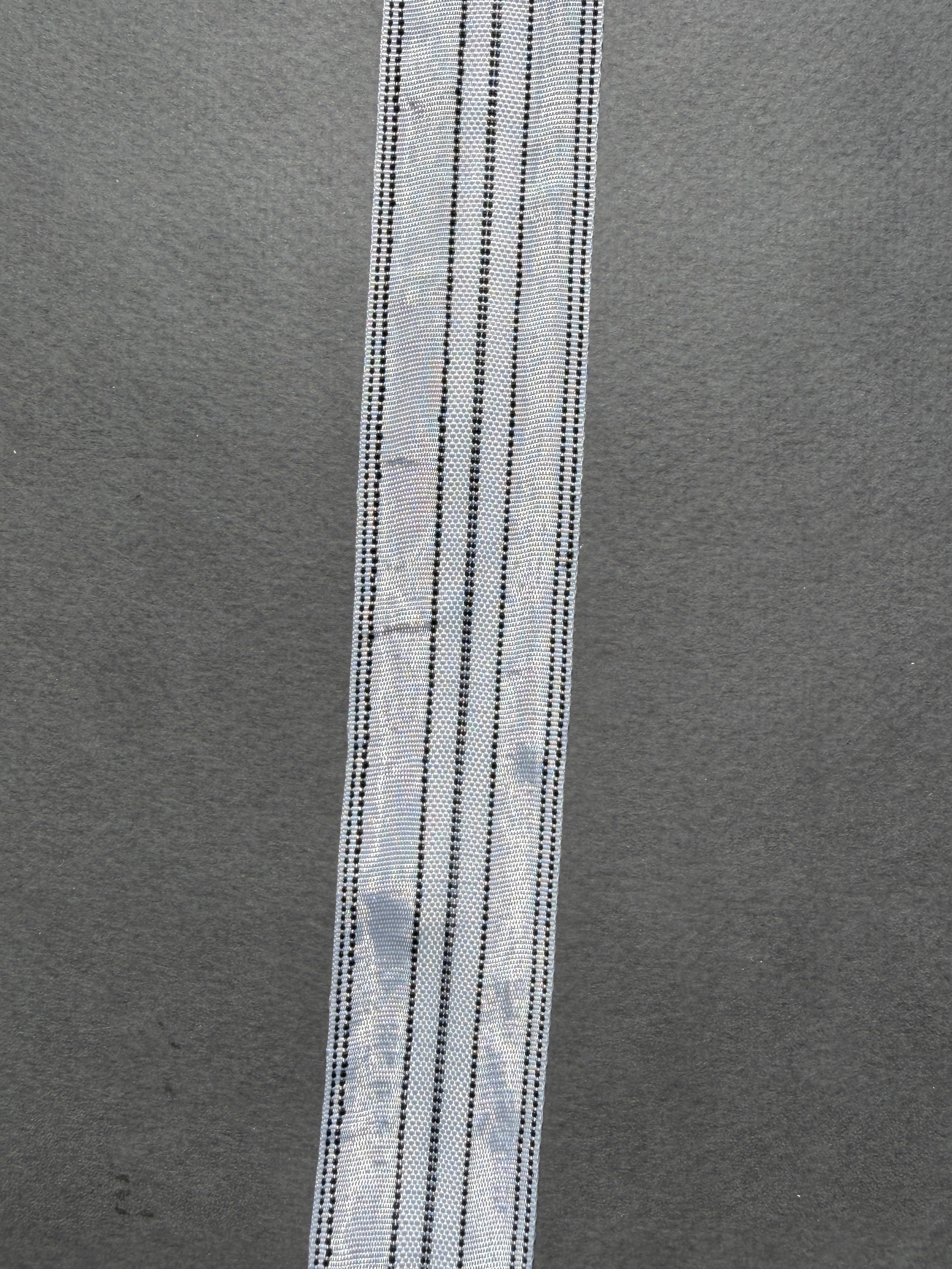 White Satin Ribbon with Black Stitching | 32mm | SP Haberdashery