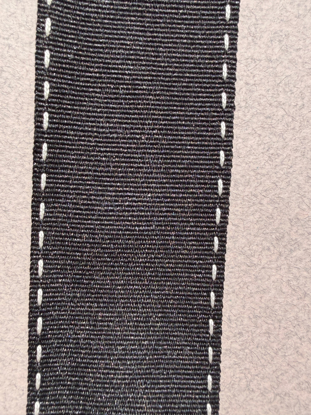 Black Grosgrain Ribbon with White Stitching | 40mm | SP Haberdashery