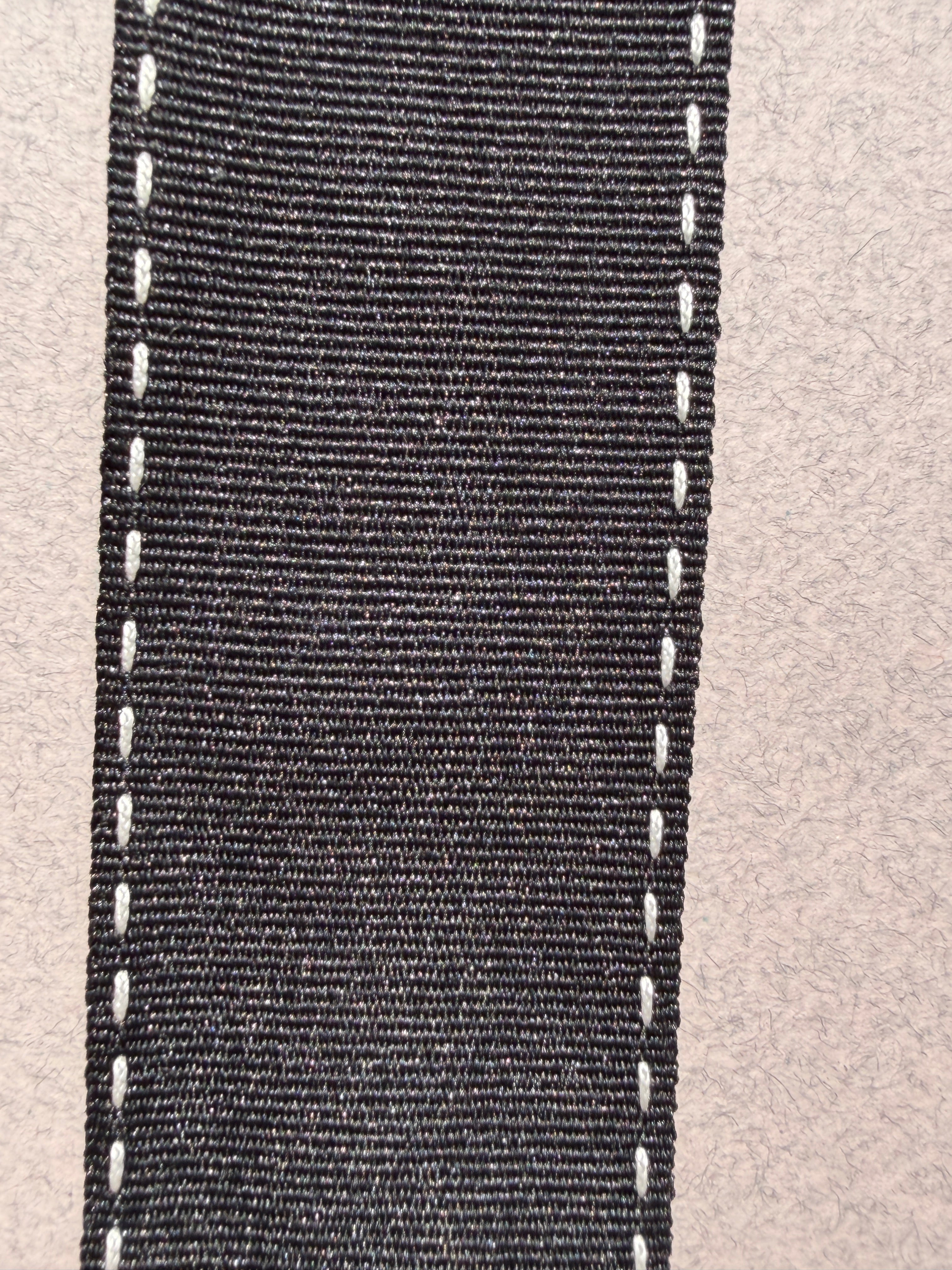 Black Grosgrain Ribbon with White Stitching | 40mm | SP Haberdashery