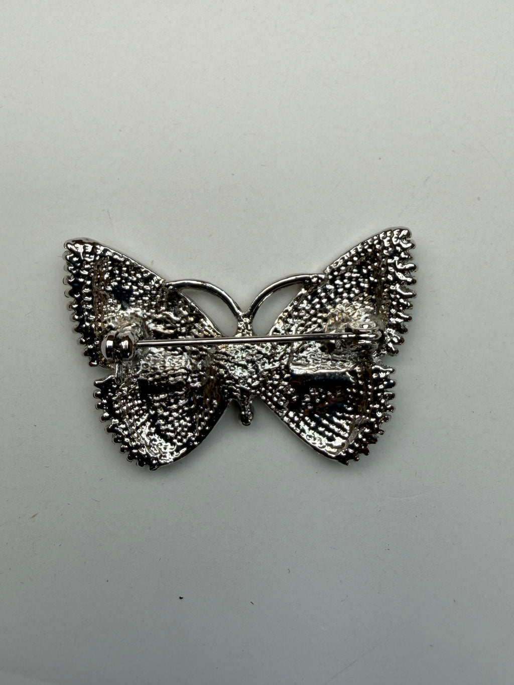Butterfly Metal Brooch | Green Enamel & Diamantés, 40mm | SP Haberdashery