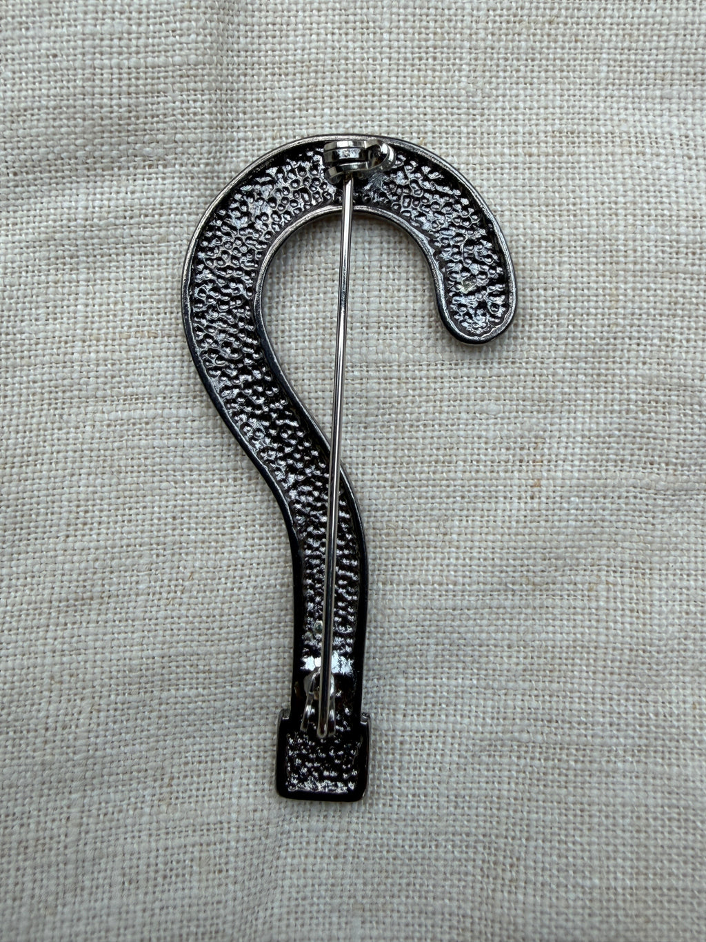 Metal Brooch | Question Mark with Black Glass Beads, 60mm | SP Haberdashery