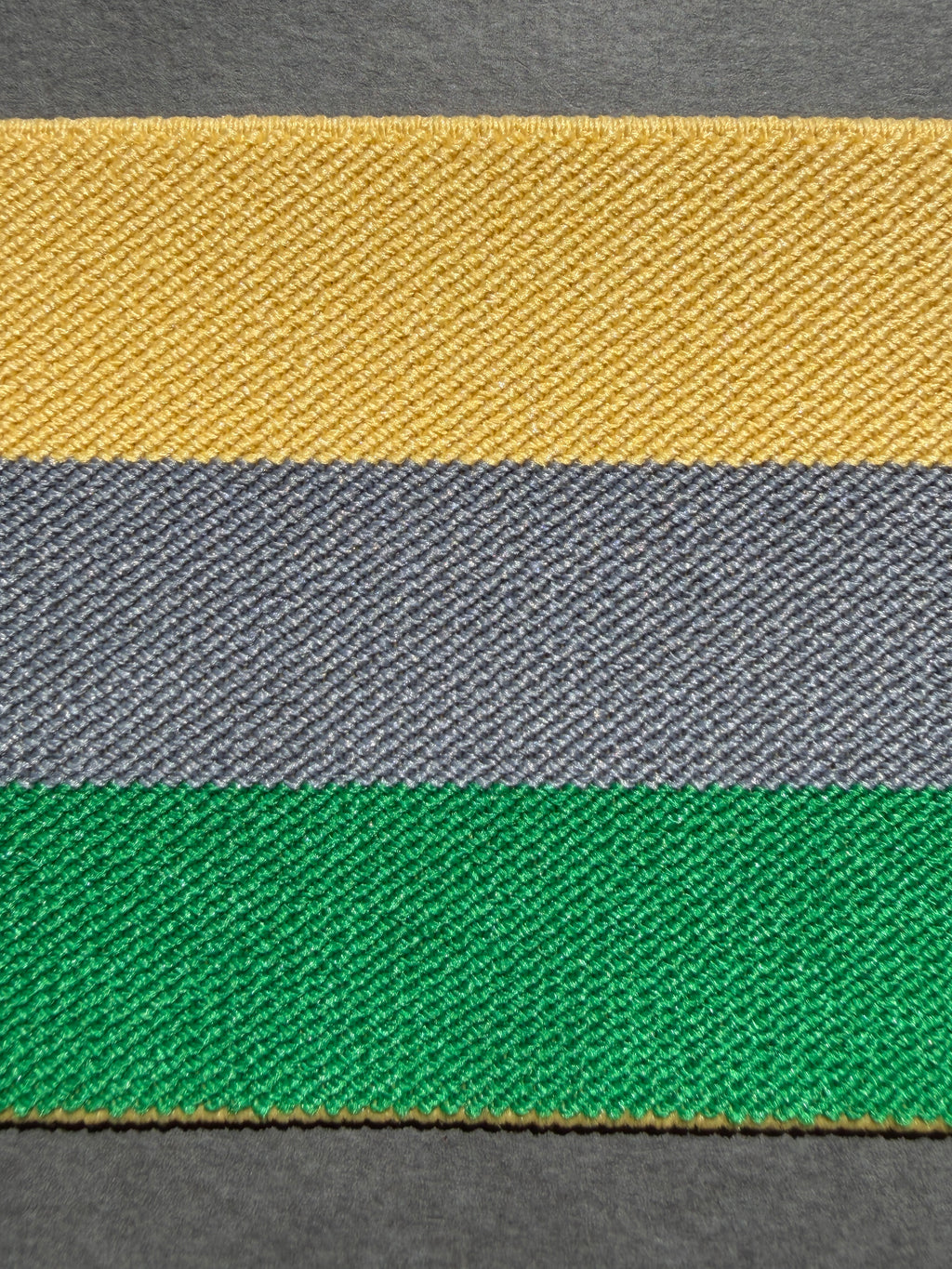 Wide yellow grey green stripe elastic 75mm
