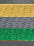 Wide yellow grey green stripe elastic 75mm