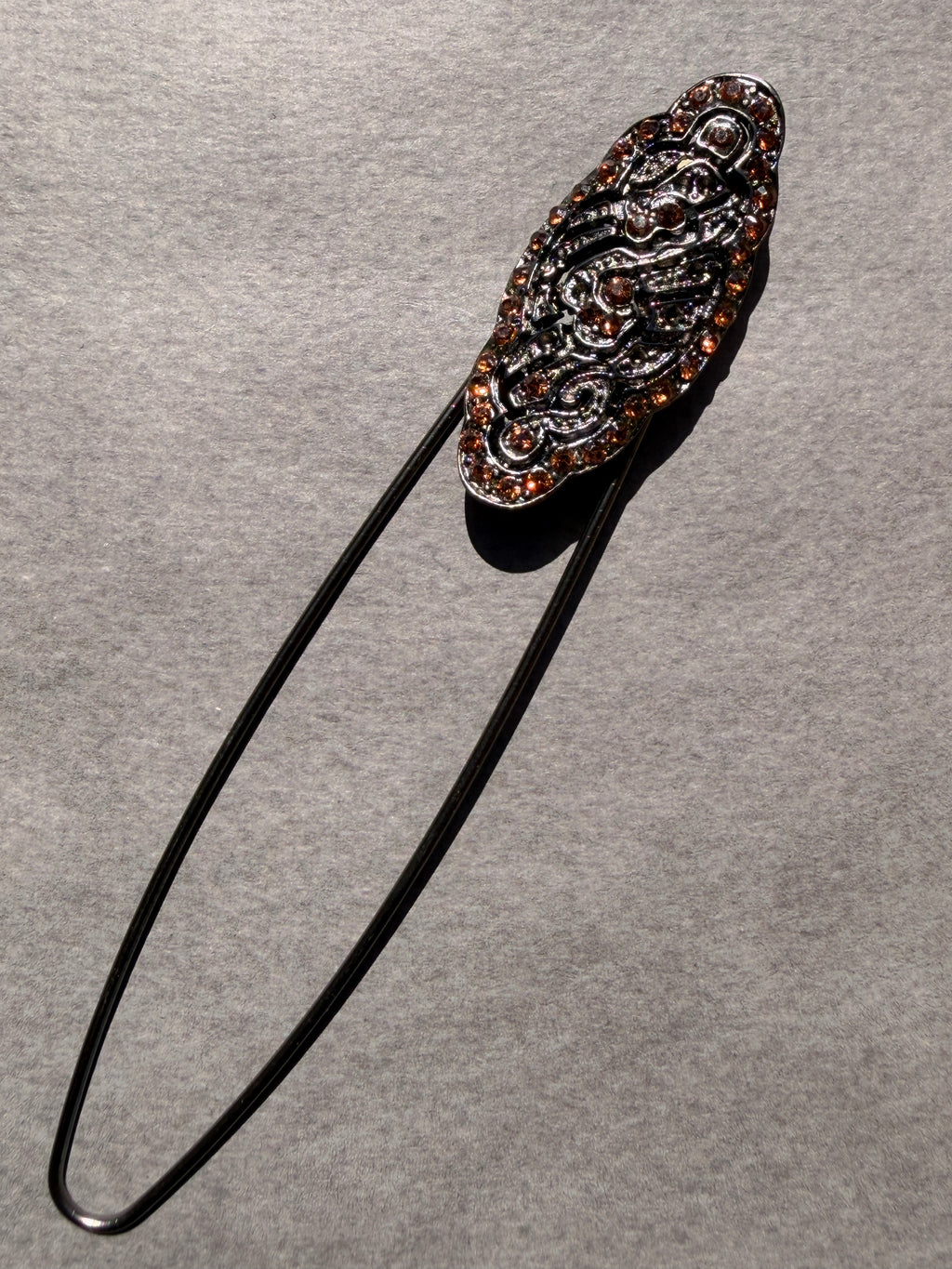 Brooch Pin | Dark Metal & Apricot Diamantés, 110mm | SP Haberdashery