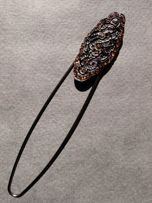 Brooch Pin | Dark Metal & Apricot Diamantés, 110mm | SP Haberdashery