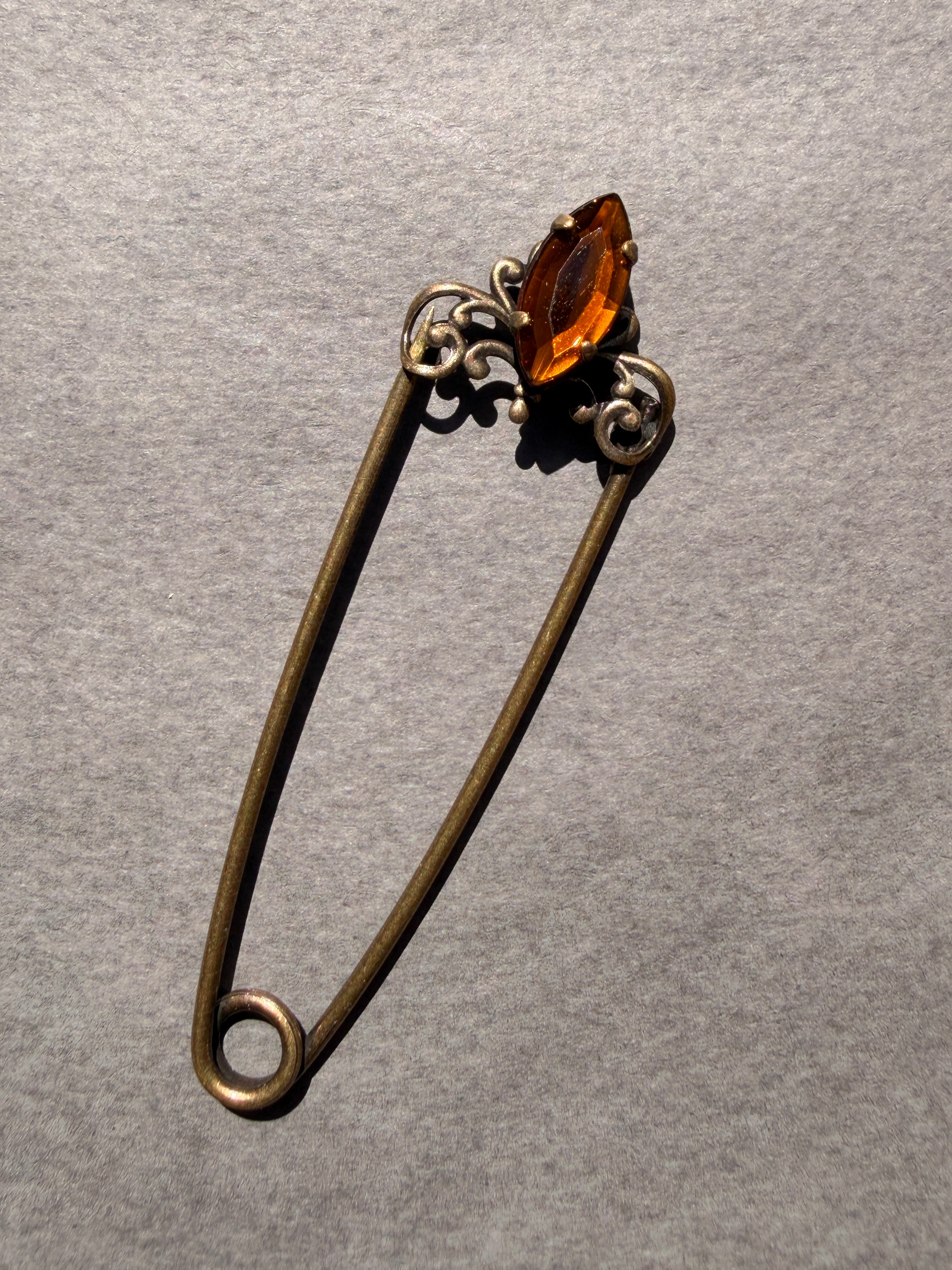 Brooch Pin, metal with jewel  70mm