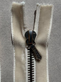 Riri Metal Zip | Open End, Beige Velvet Tape, Antique Brass, 38cm | SP Haberdashery