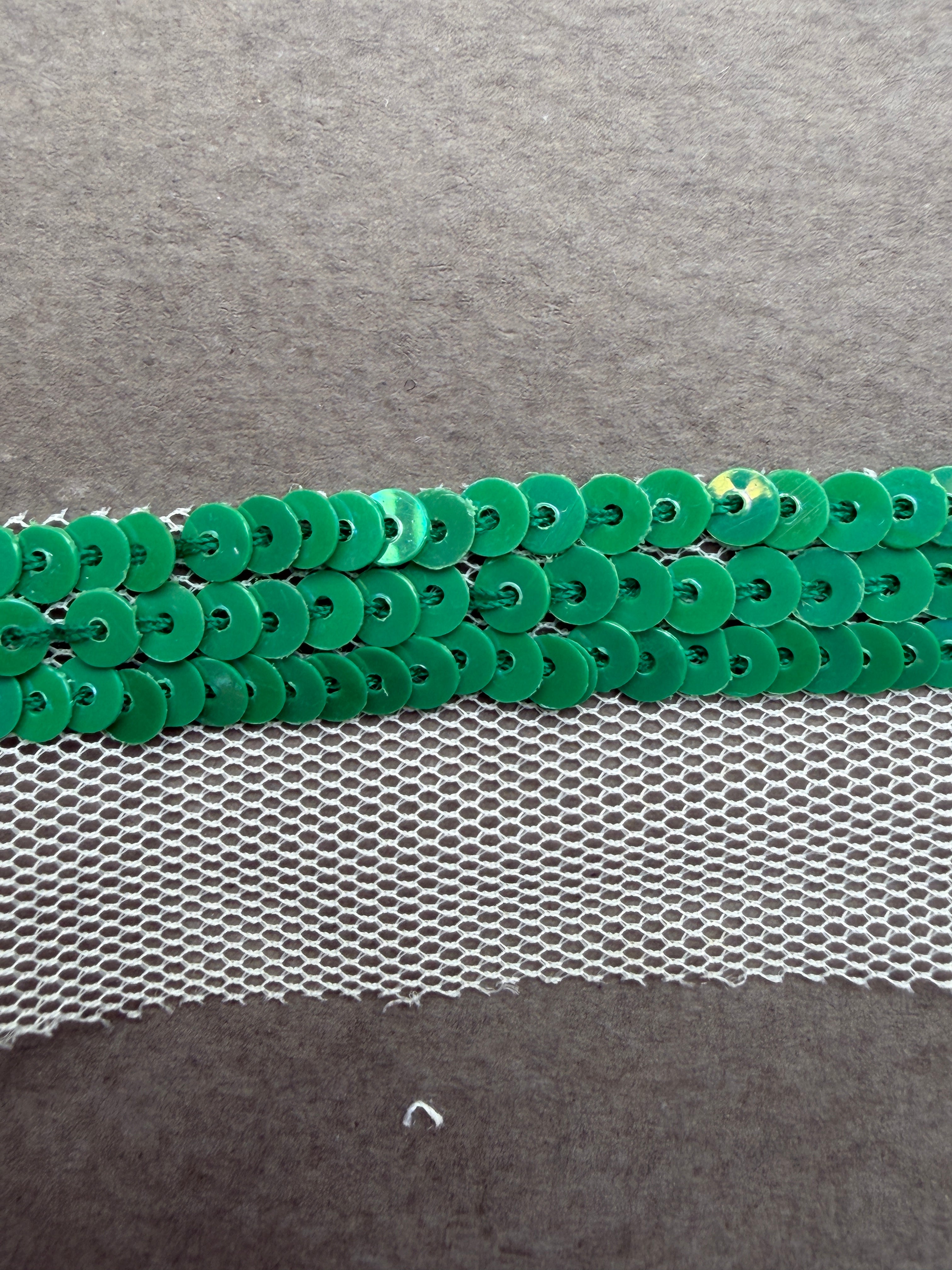 Jade sequins 3 lines sewn on net SP Haberdashery Auckland NZ