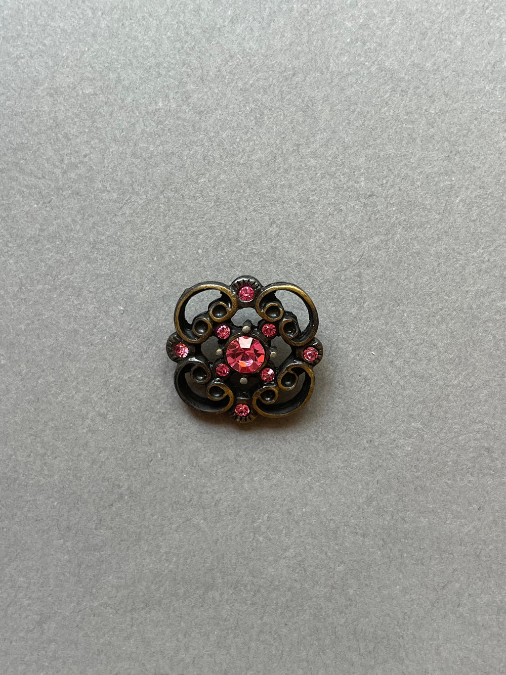 Metal filigree pink diamantes shank button SP Haberdashery Auckland NZ