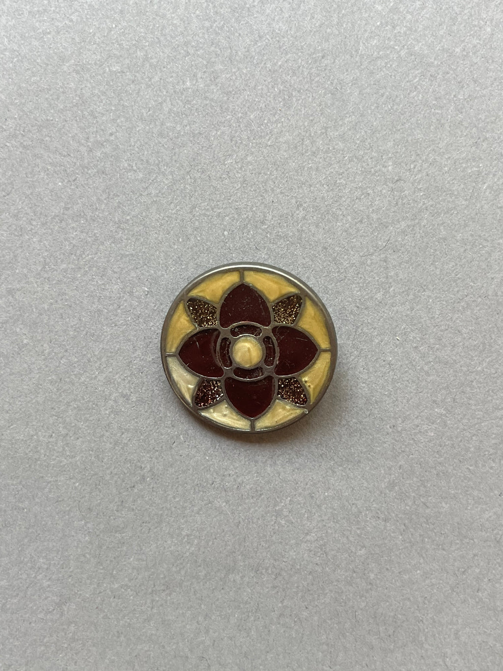Metal shank with enamel floral inlay P Haberdashery Auckland NZ