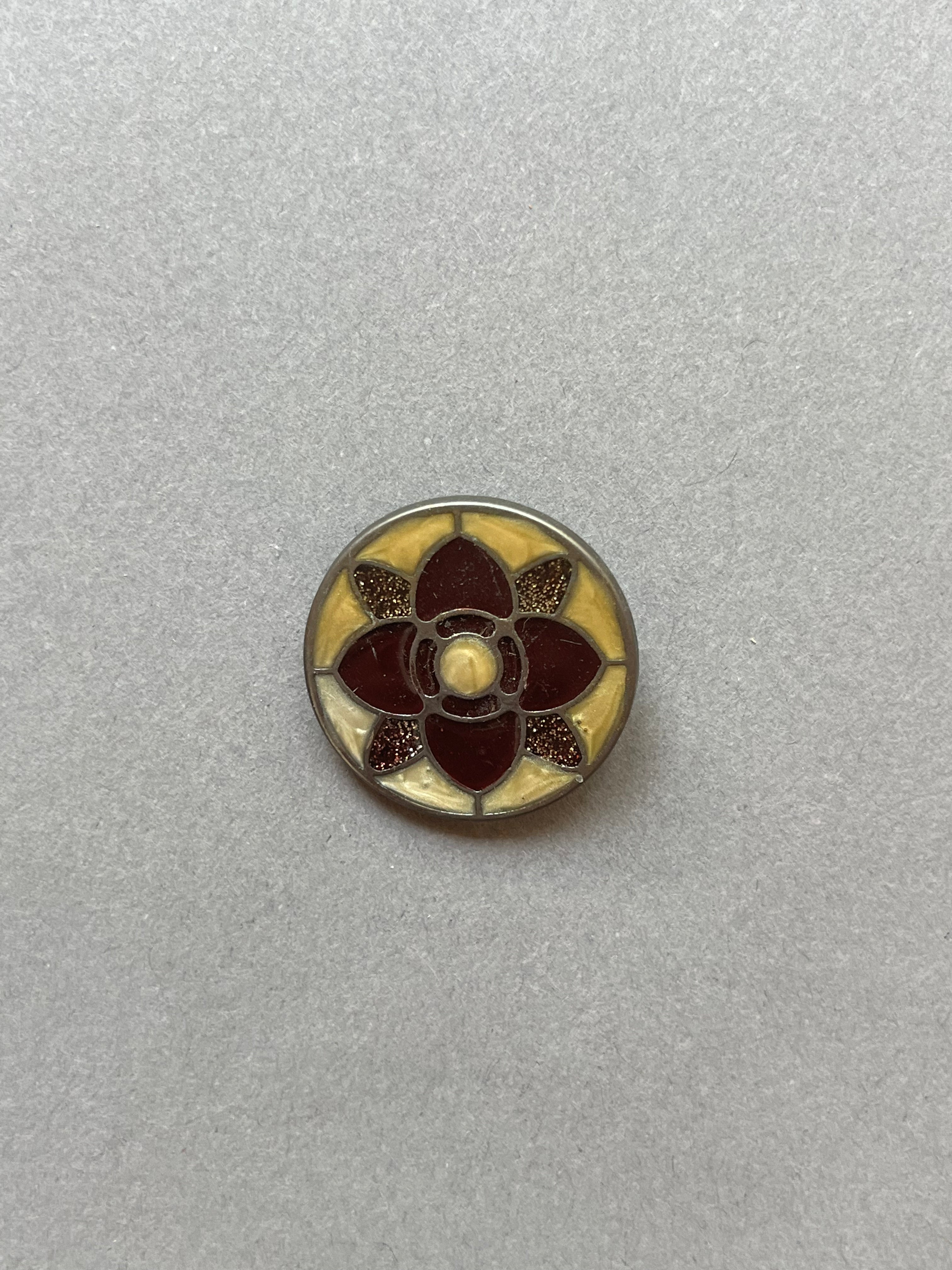 Metal shank with enamel floral inlay P Haberdashery Auckland NZ