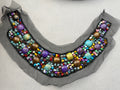 Multi coloured bead on black net  neckline trim SP Haberdasheru Auckland NZ