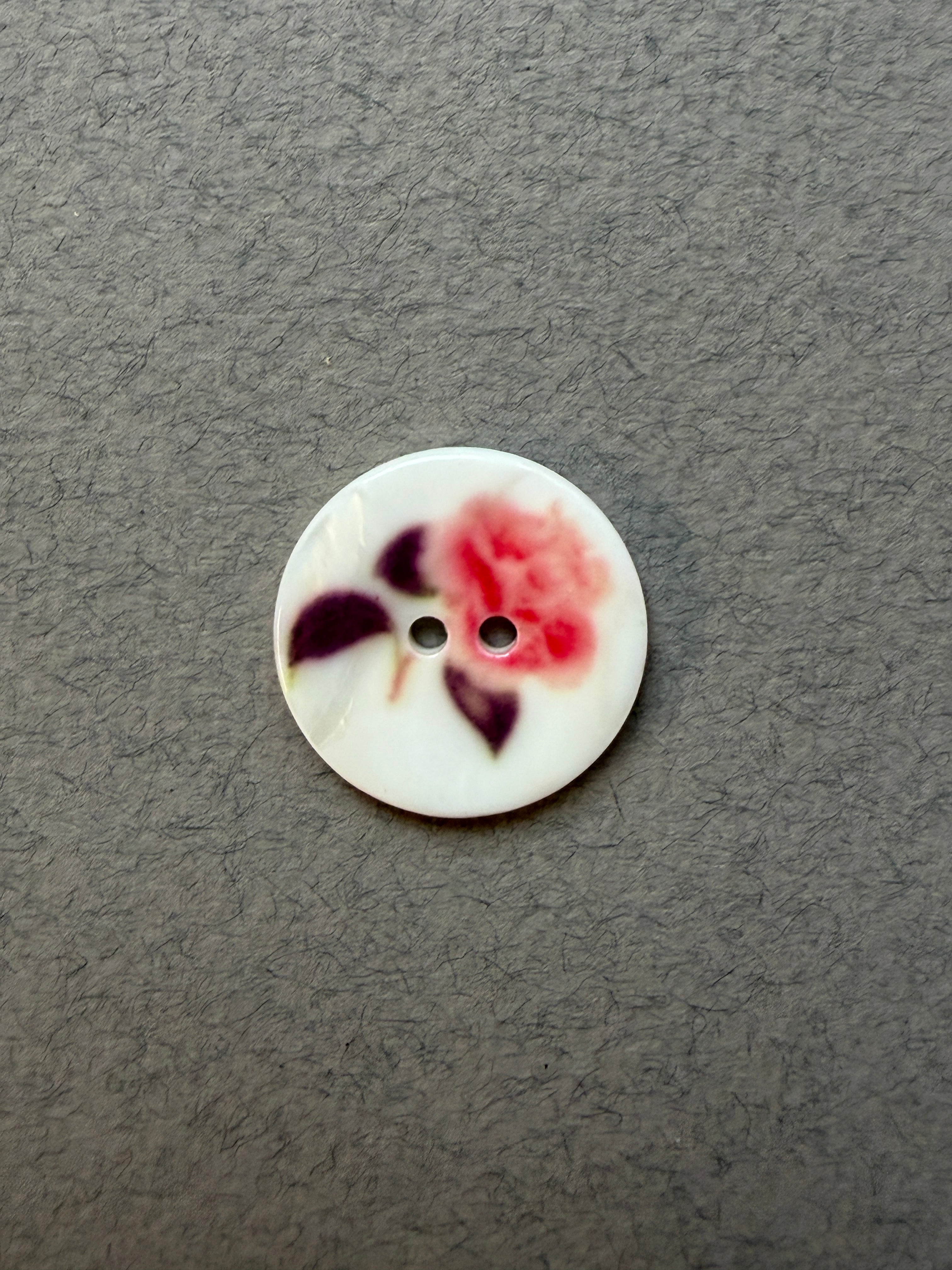 Natural shell button with floral motif SP Haberdashery Auckland  NZ