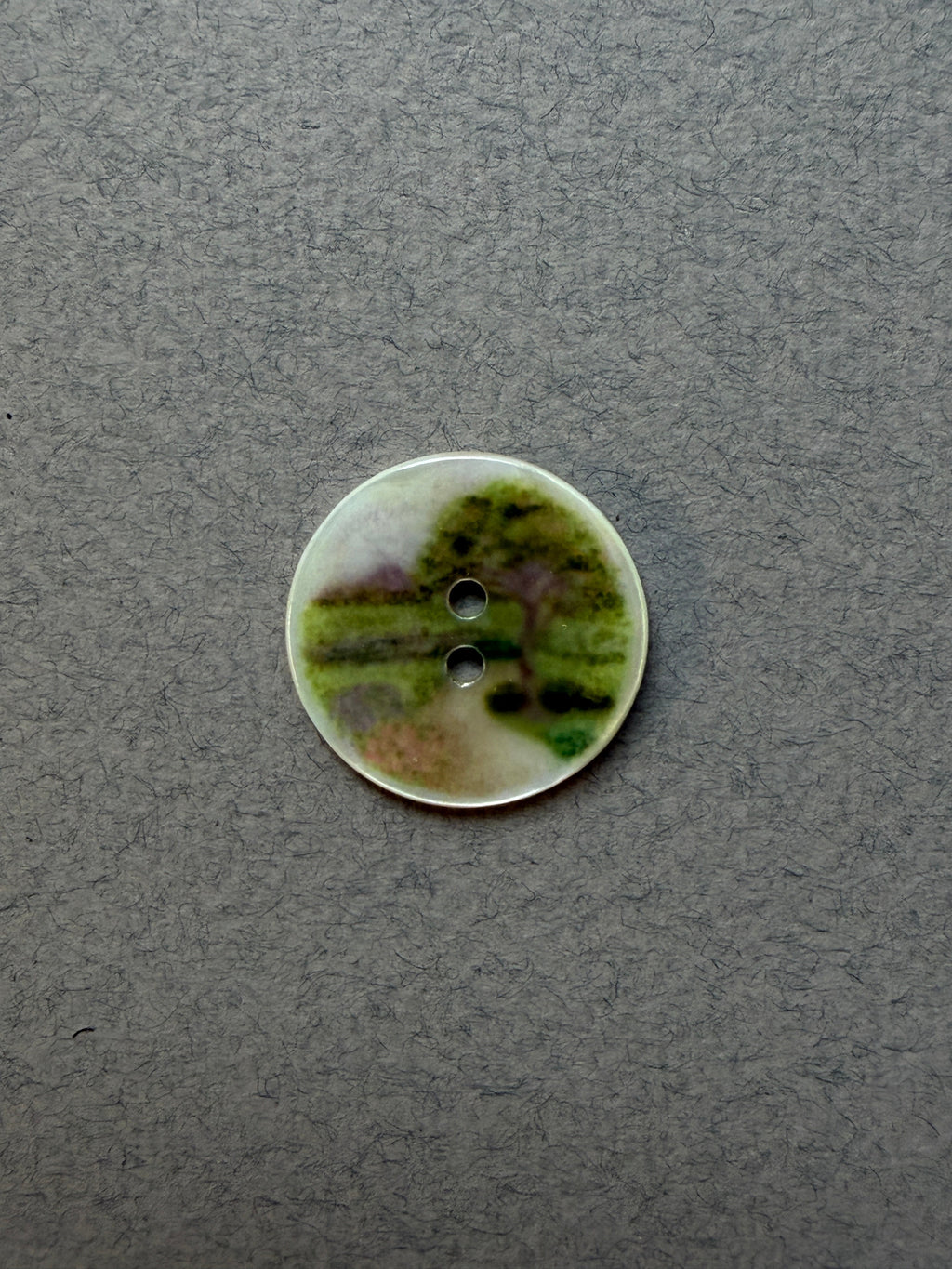 Natural shell with landscape motif button SOP Haberdashery Auckland NZ