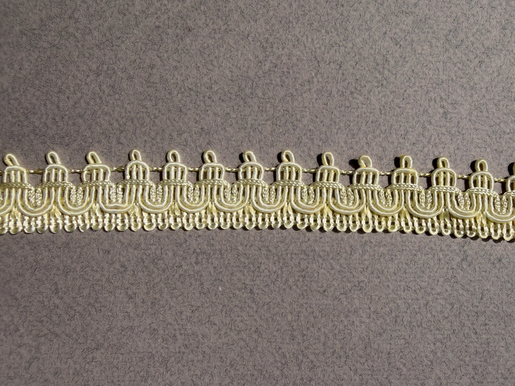 Pale yellow satin gimp  braid trim 20mm SP Haberdashery Auckland NZ
