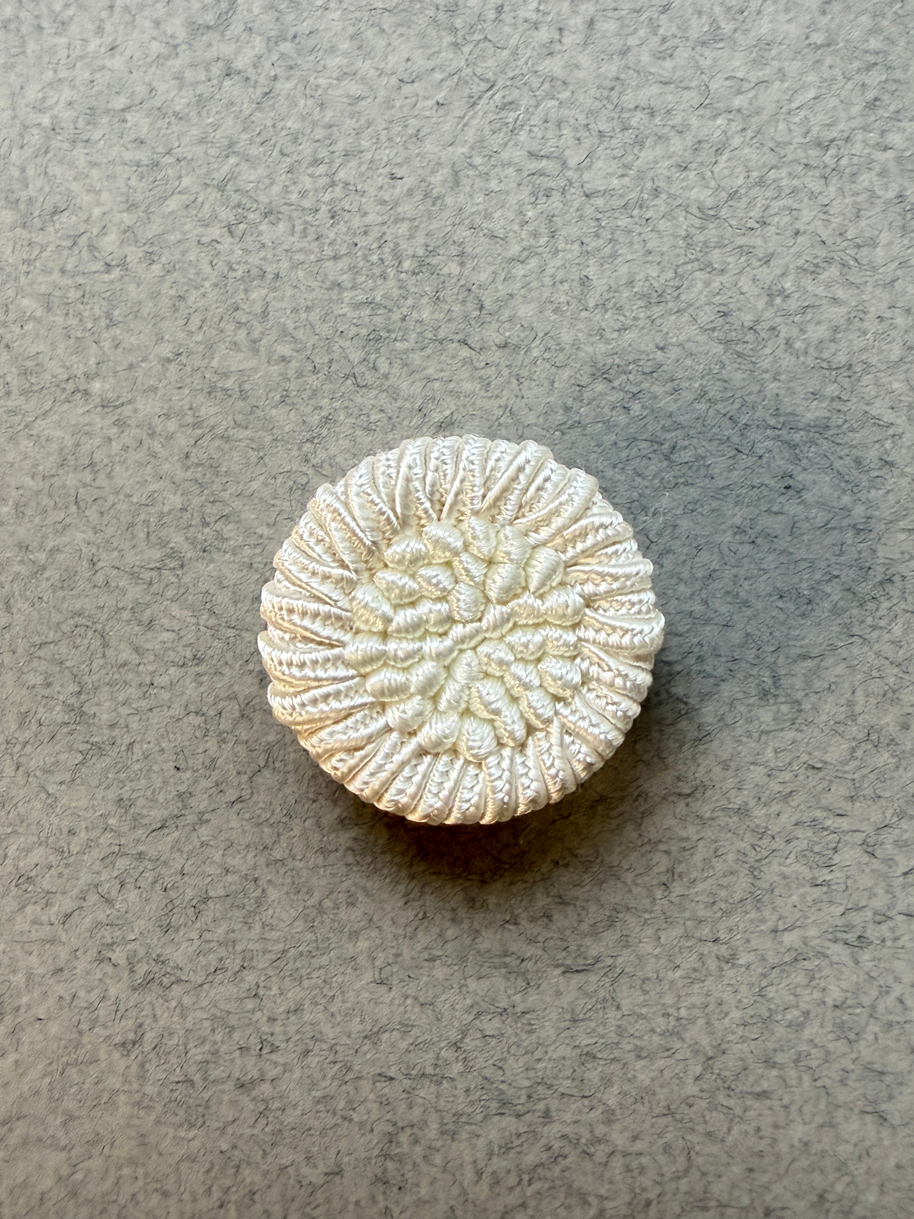 Passementerie shank button flat ivory satin cord SP Haberdashery Auckland NZ