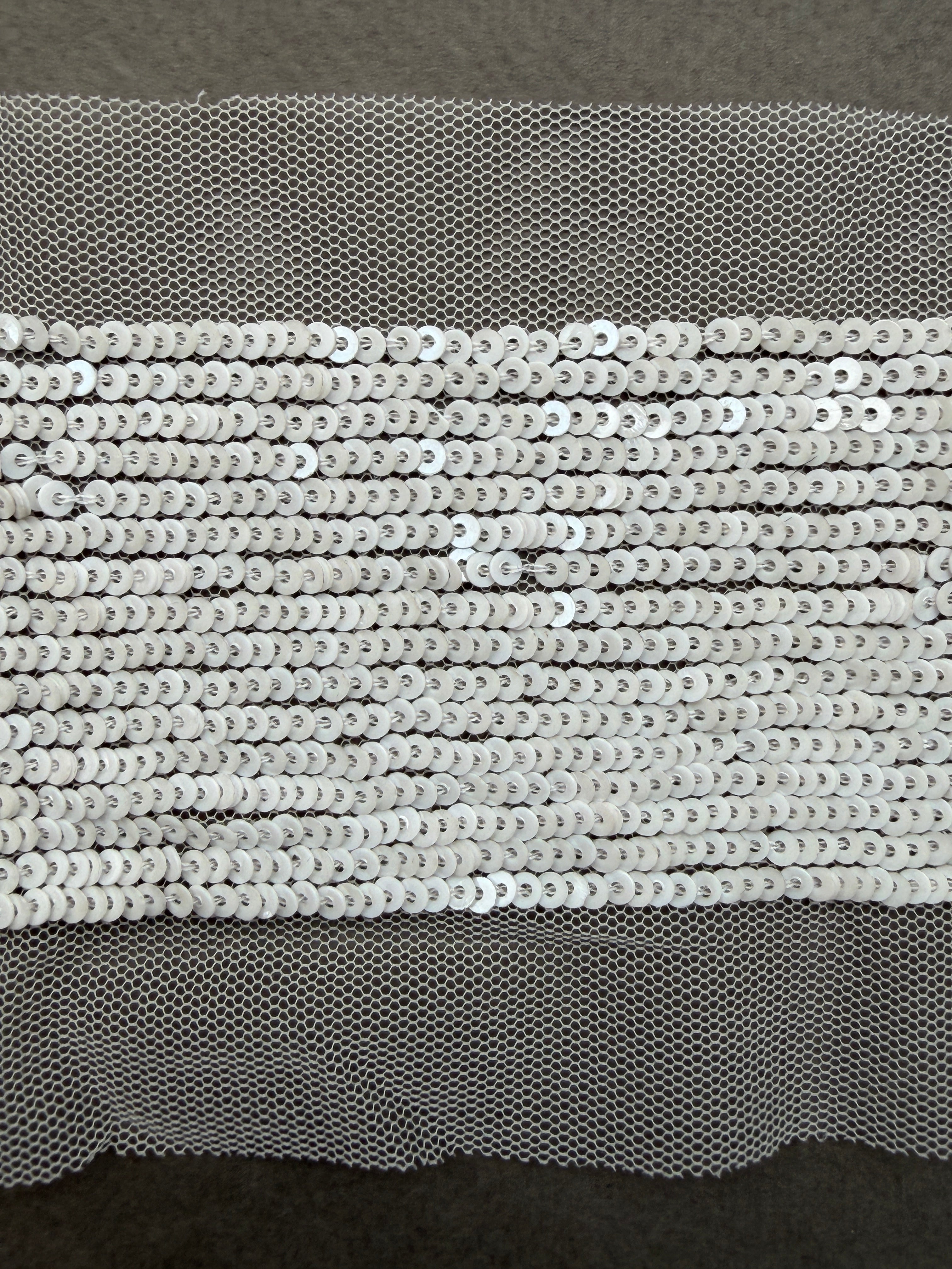 Pearl-like equins sewn on net  SP Haberdashery Auckland NZ