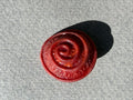 Red resin scroll shank button SP Haberdashery Auckland NZ