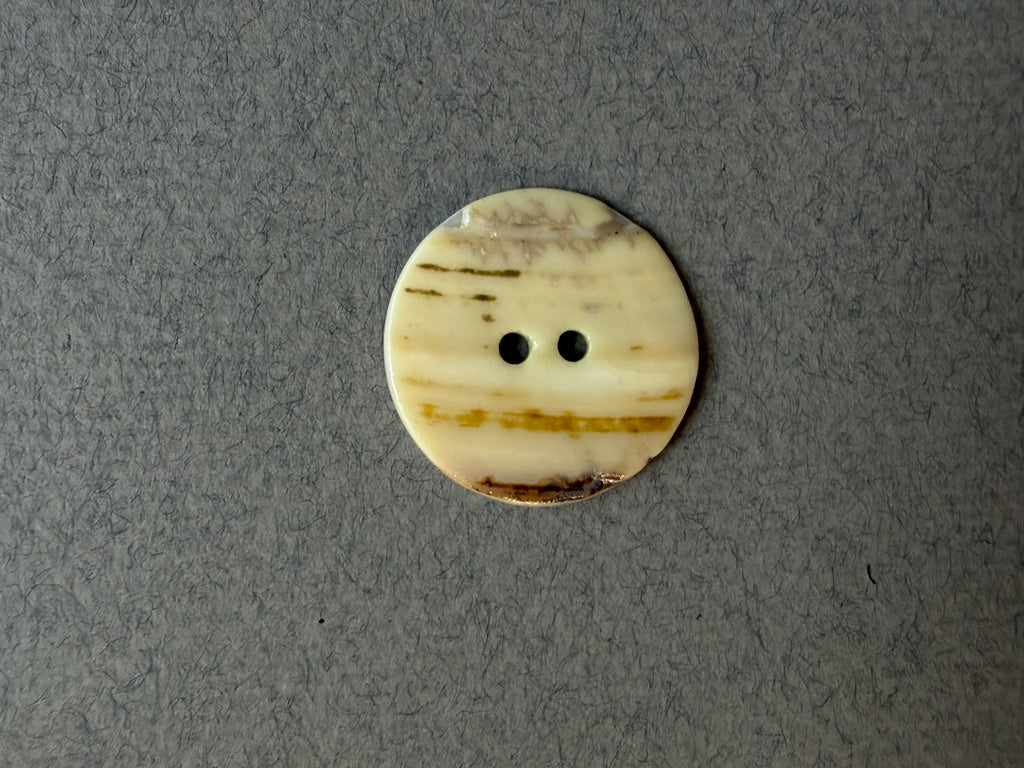 Reverse side natural shell button with landscape motif SP Haberdashery Auckland NZ