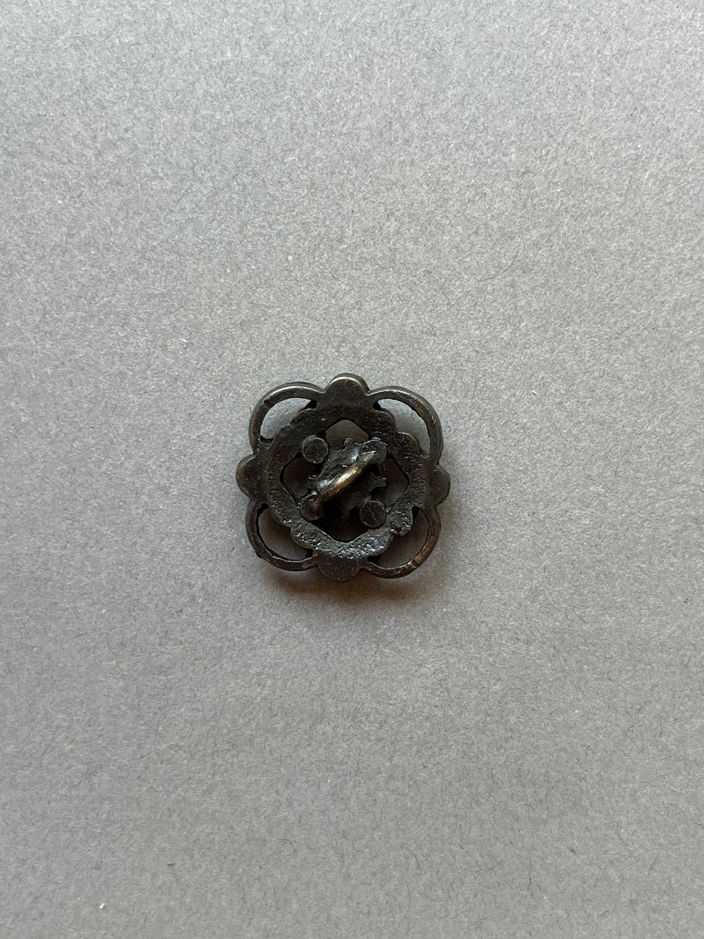 Reverse side metal filigree pink diamantes shank button SP Haberdashery Auckland NZ