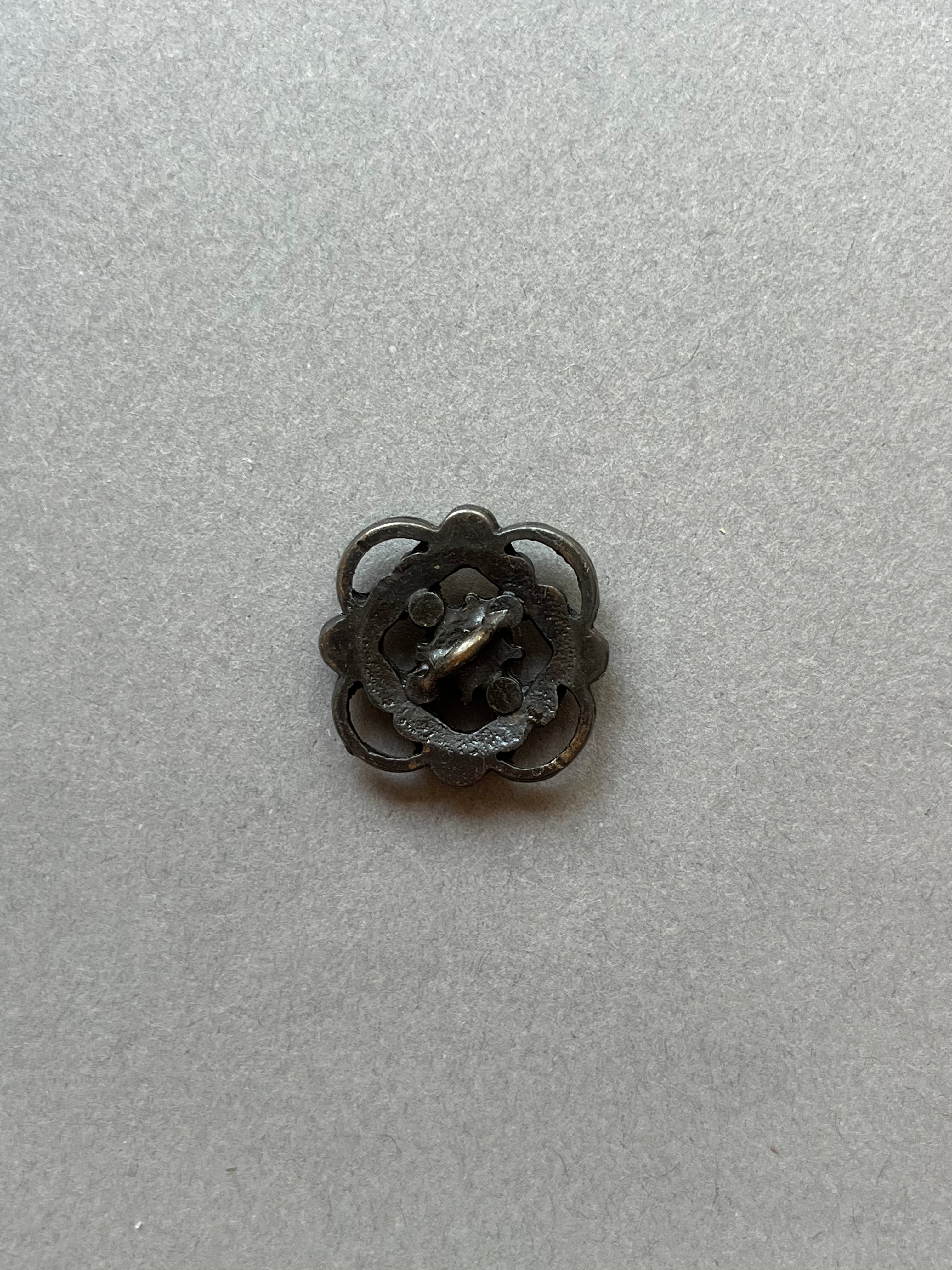Reverse side metal filigree pink diamantes shank button SP Haberdashery Auckland NZ