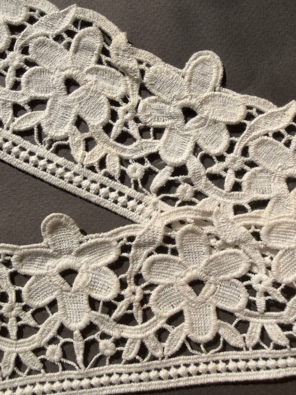 Reverse side of guipure cotton lace trim SP Haberdashery Auckland NZ