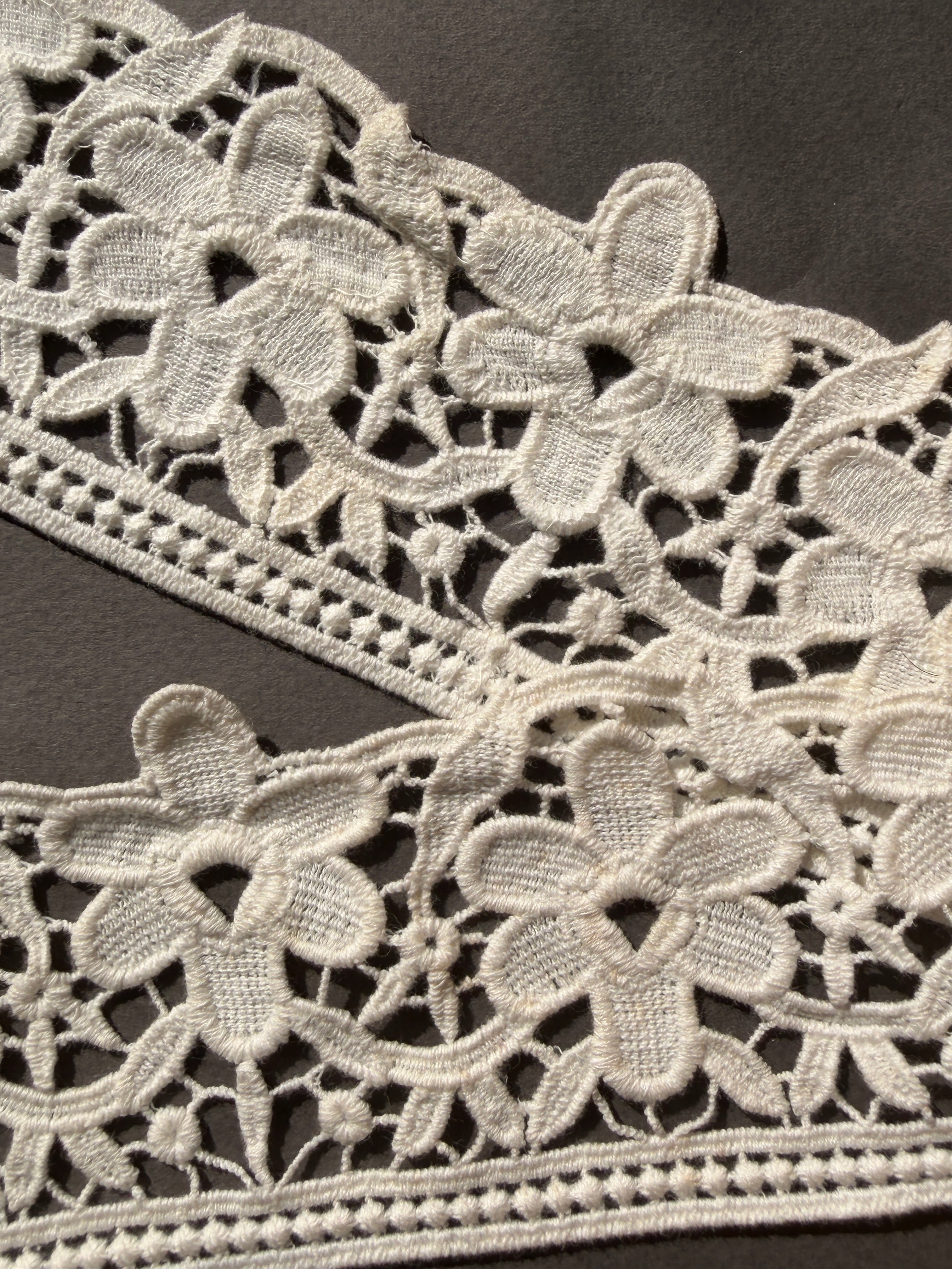 Reverse side of guipure cotton lace trim SP Haberdashery Auckland NZ