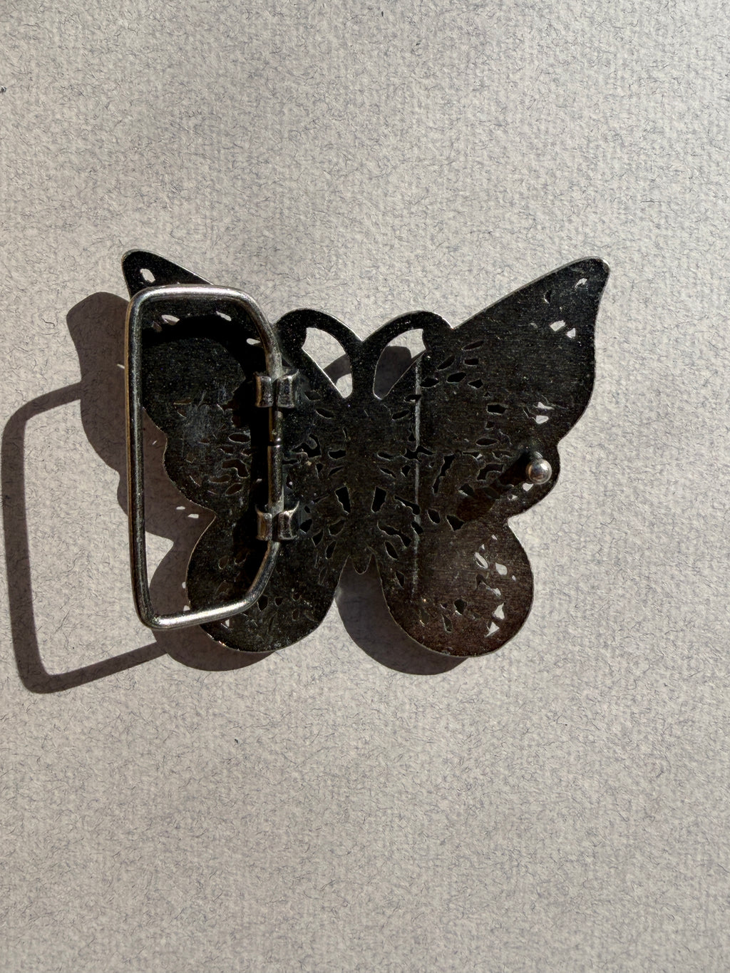 Reverse side of metal butterfly buckle Sp Haberdashery Auckland NZ