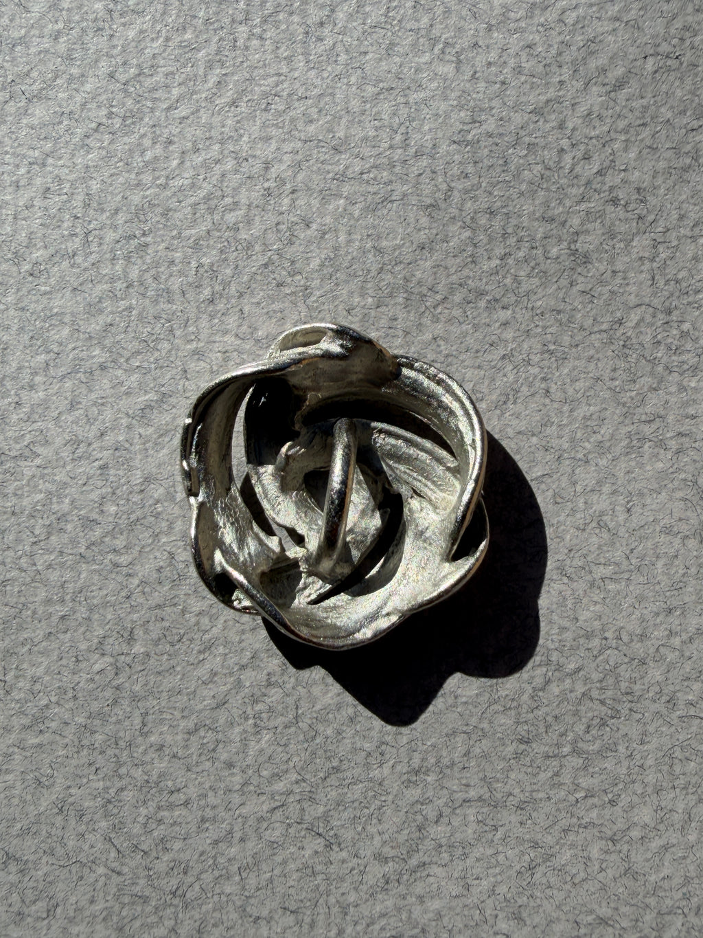 Reverse side pewter metal scroll button SP Haberdashery Auckland NZ