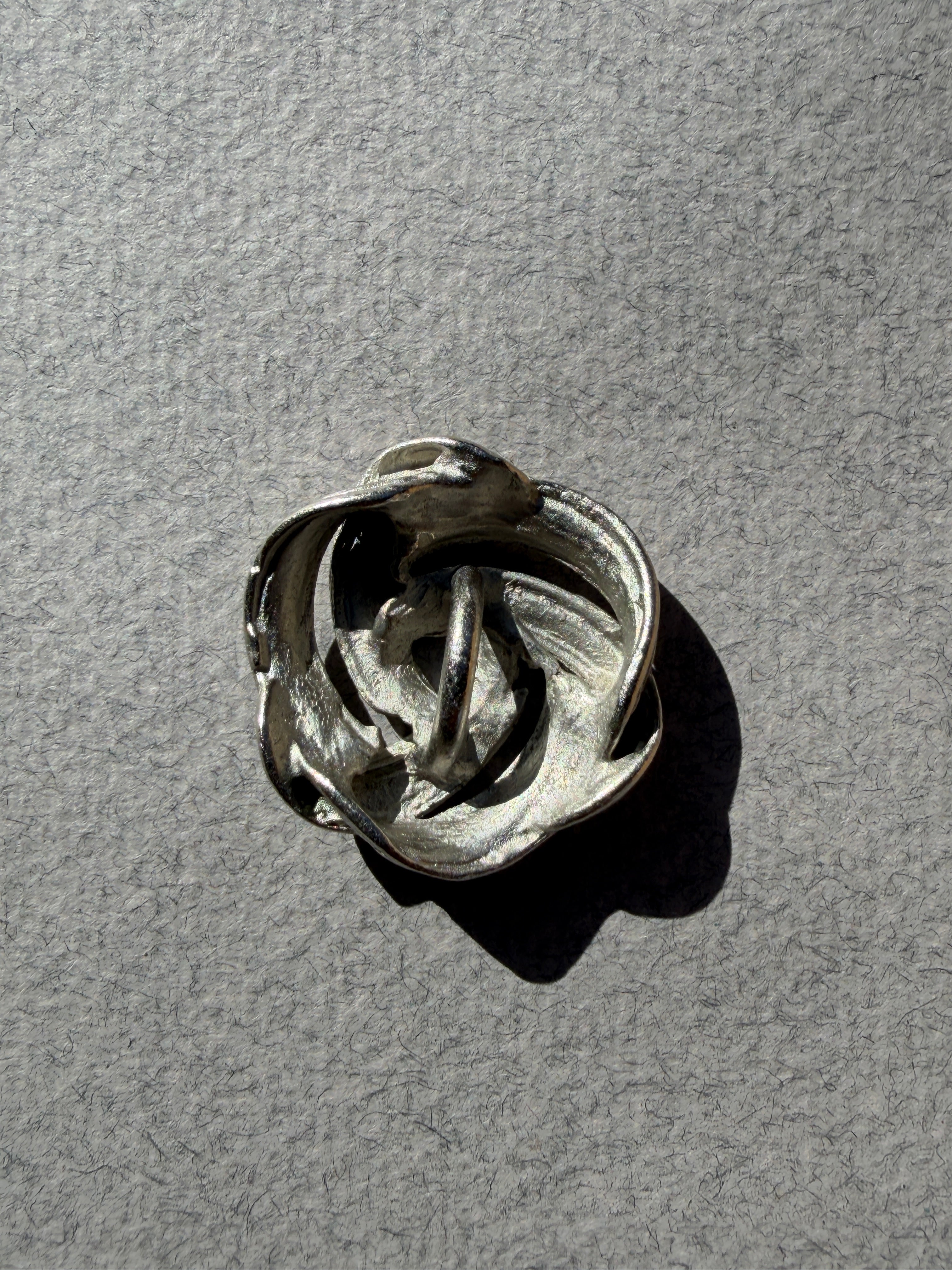 Reverse side pewter metal scroll button SP Haberdashery Auckland NZ