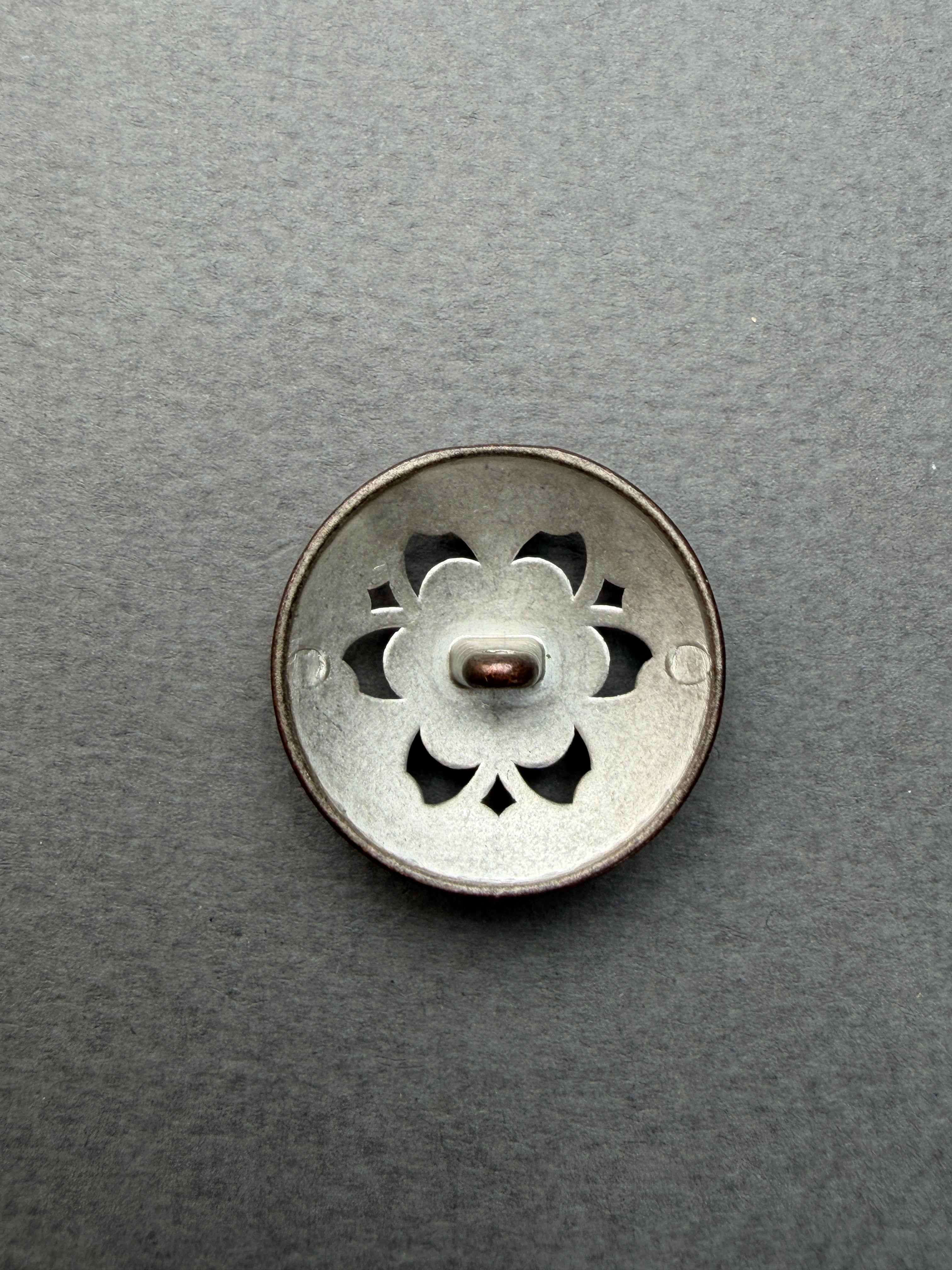 Reverse side ornate metal shank button SP Haberdashery Auckland