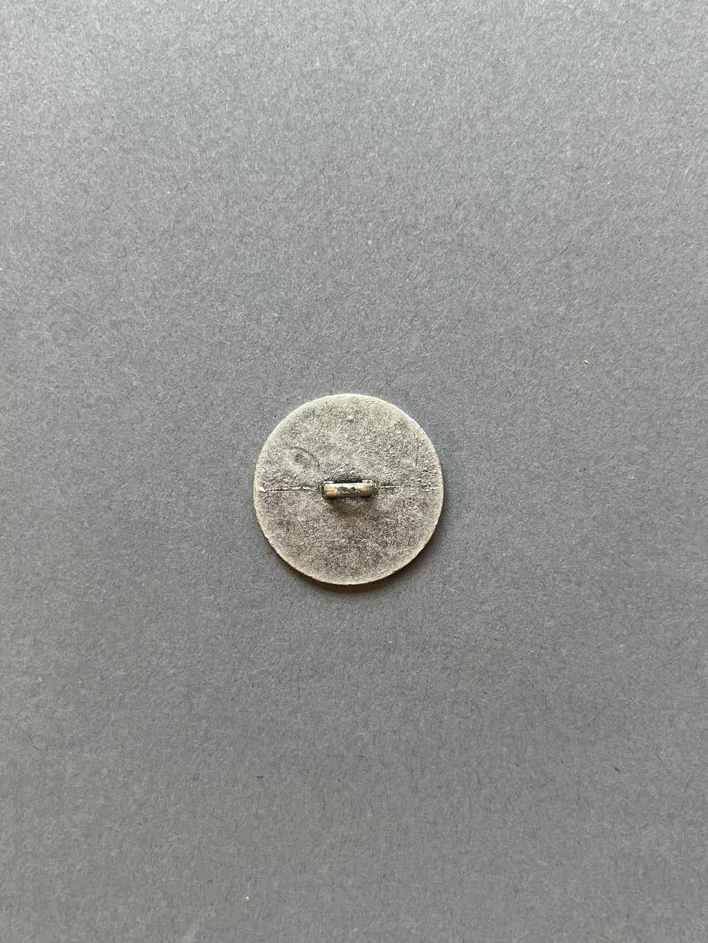 Reverse side pewter dhank etched swirl design button SP Haberdashery Auckland NZ
