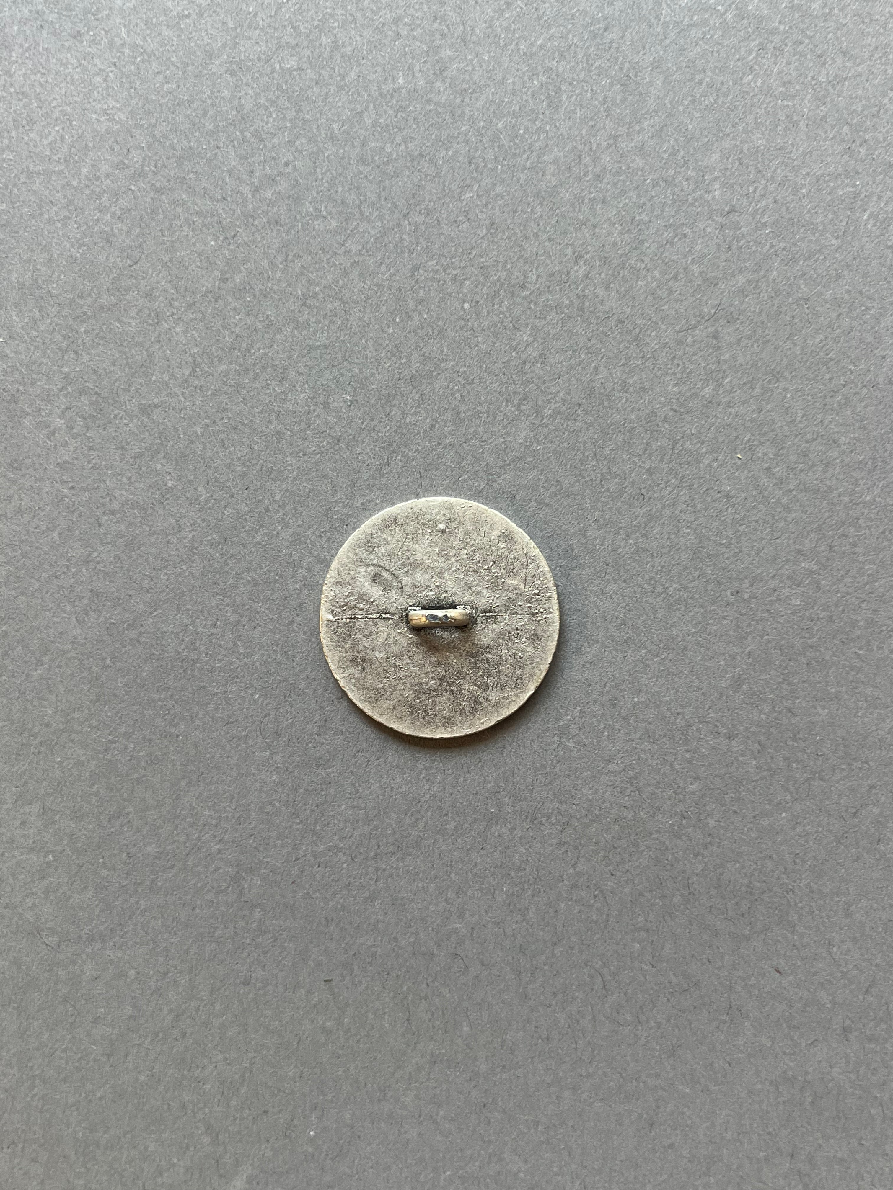 Reverse side pewter dhank etched swirl design button SP Haberdashery Auckland NZ