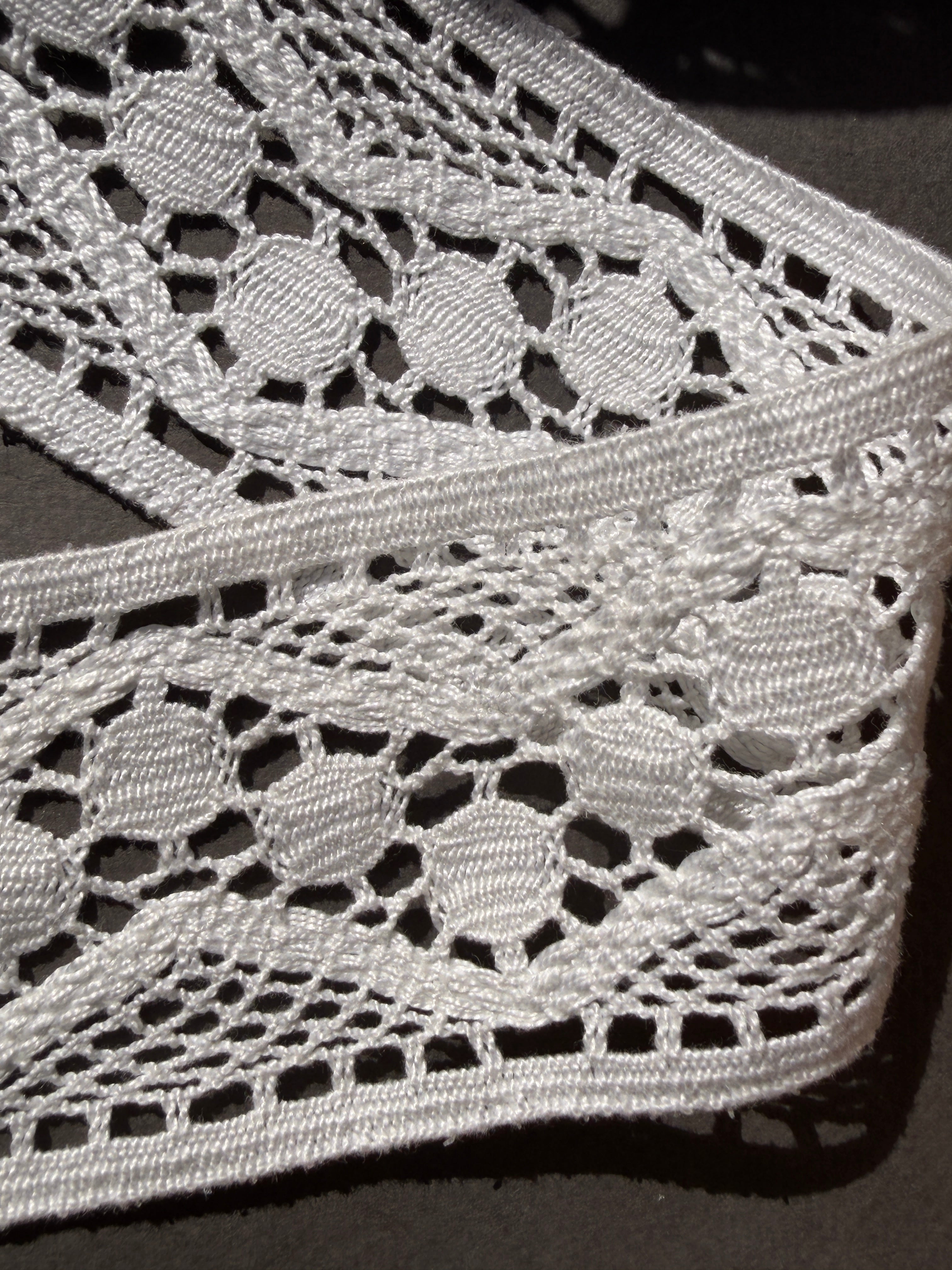 Reversse side white cotton bobbin lace trim SP Haberdashery Auckland NZ