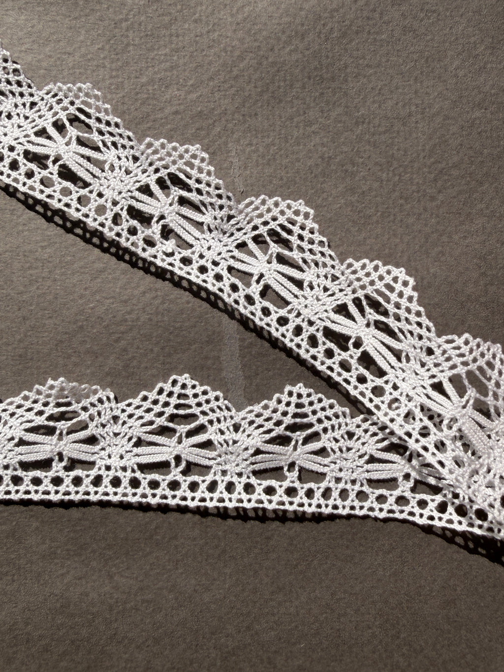Reverse side white cotton narrow lace trim SP Haberdashery Auckland NZ