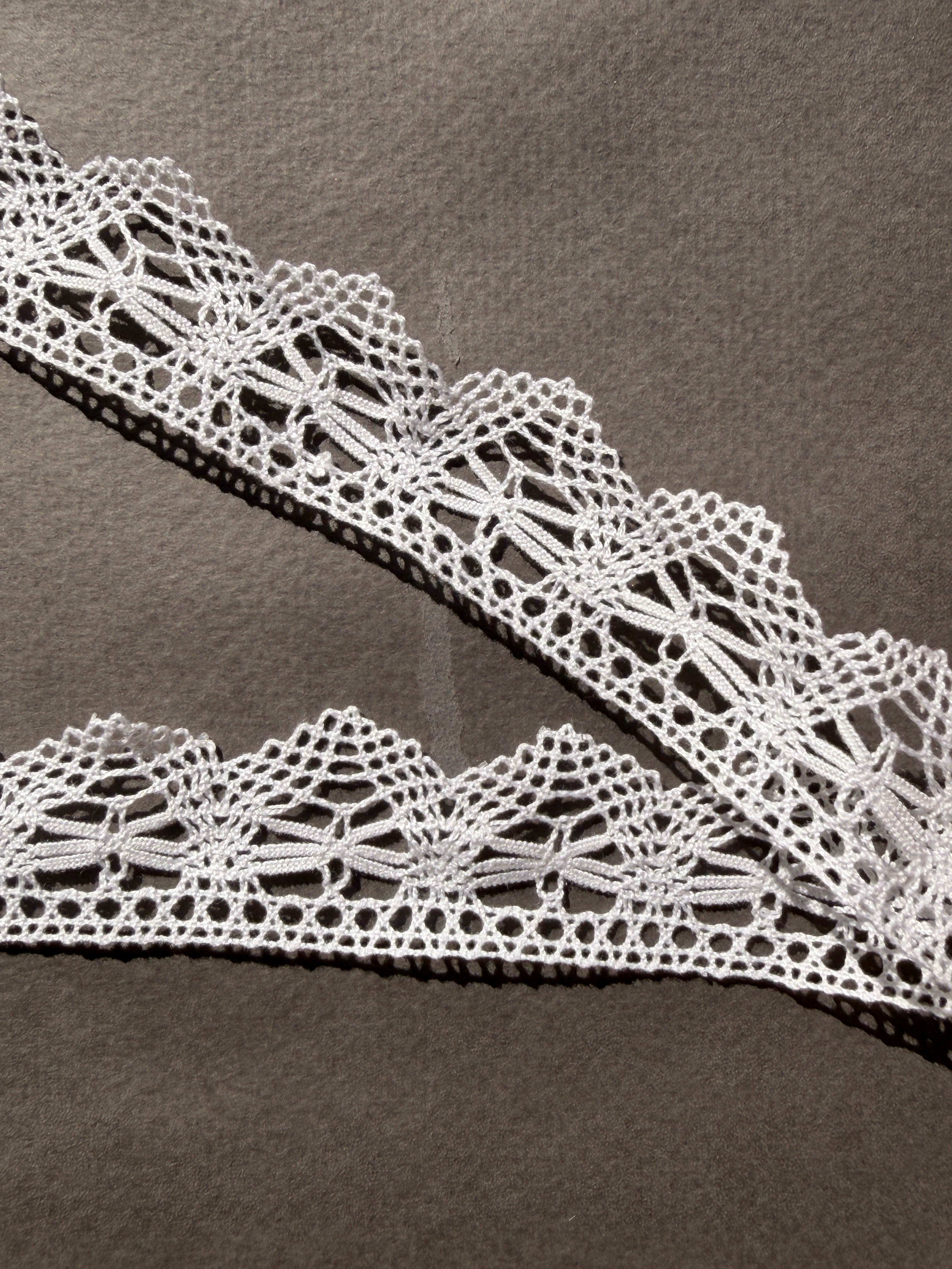 Reverse side white cotton narrow lace trim SP Haberdashery Auckland NZ