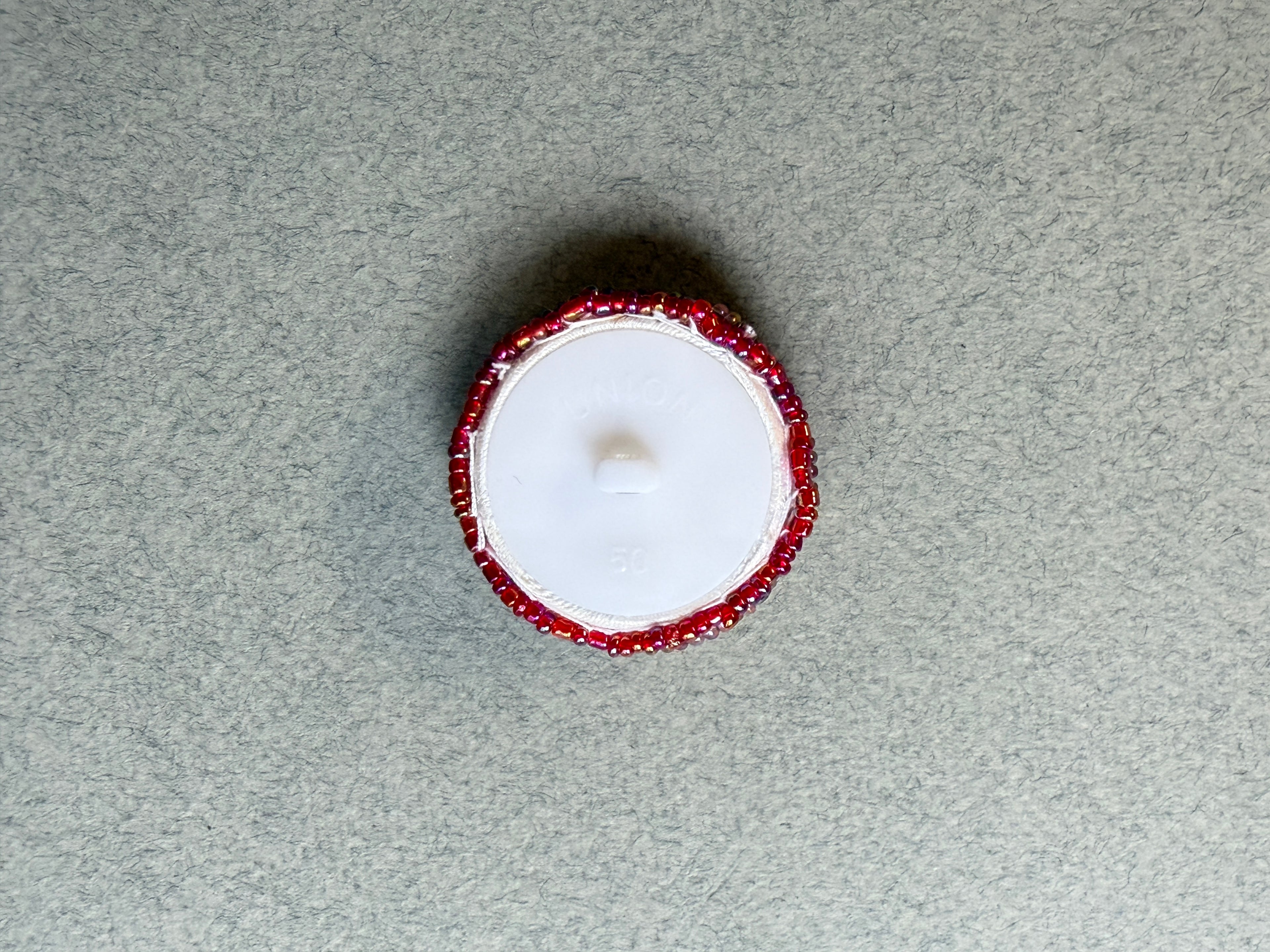 Reverse side wood and pink beaded button SP Haberdashery Auckland NZ