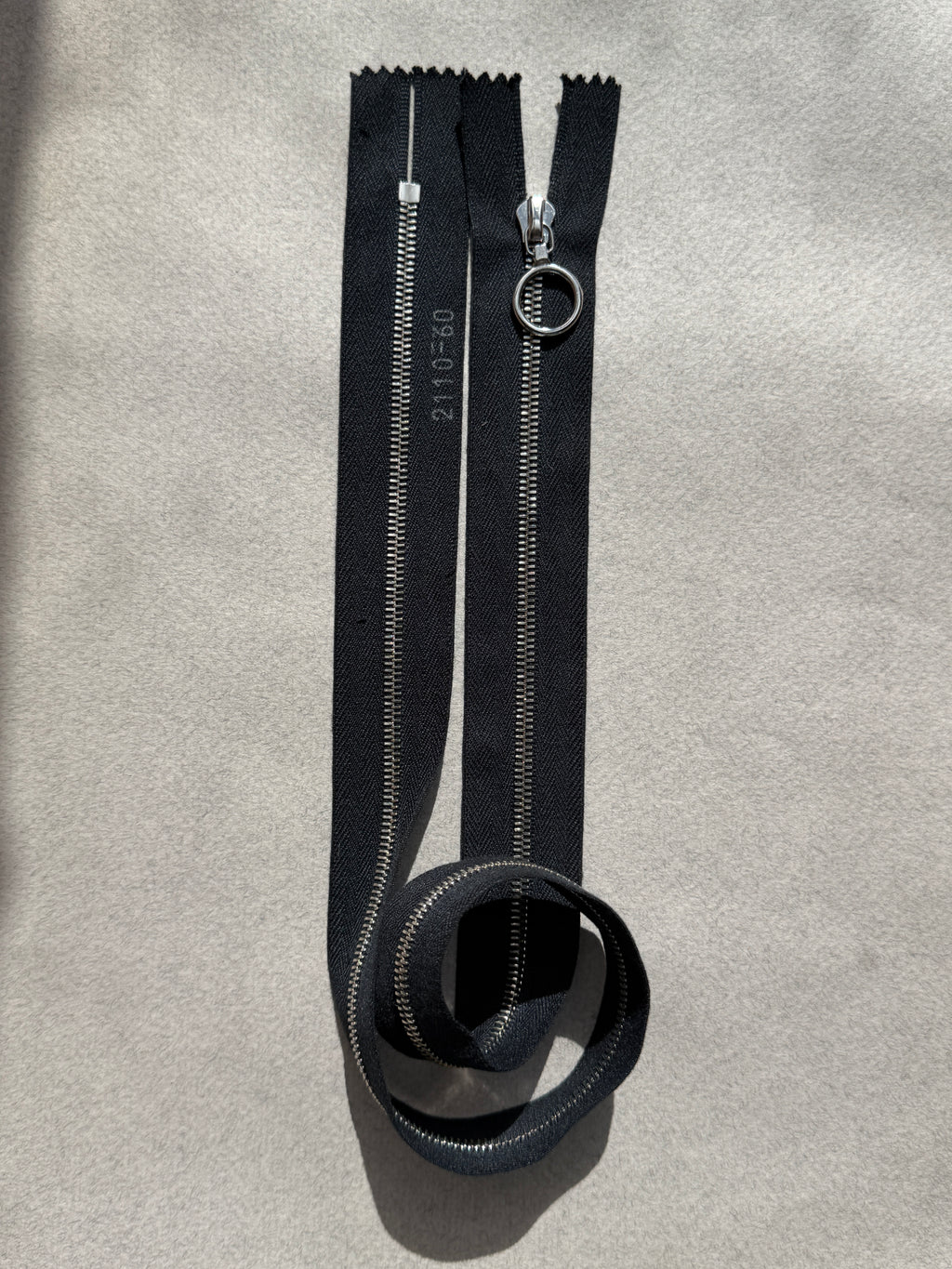 Riri closed end black silver metal zip 60cm ring puller SP Haberdashery Auckland NZ