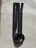 Riri closed end black silver metal zip 60cm ring puller SP Haberdashery Auckland NZ