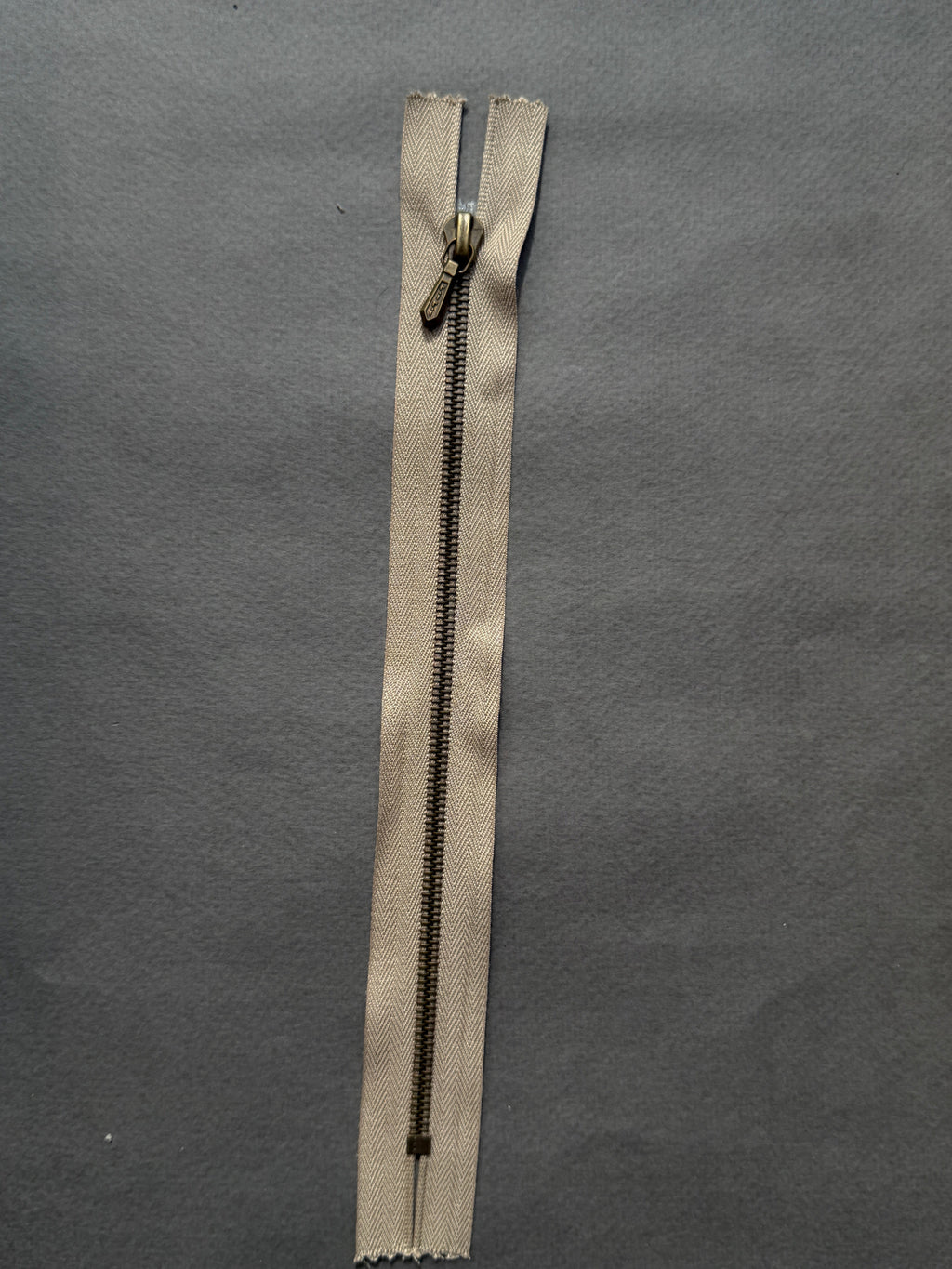 Riri closed end antique brass  metal zip 20cm SP Haberdashery Auckland NZ