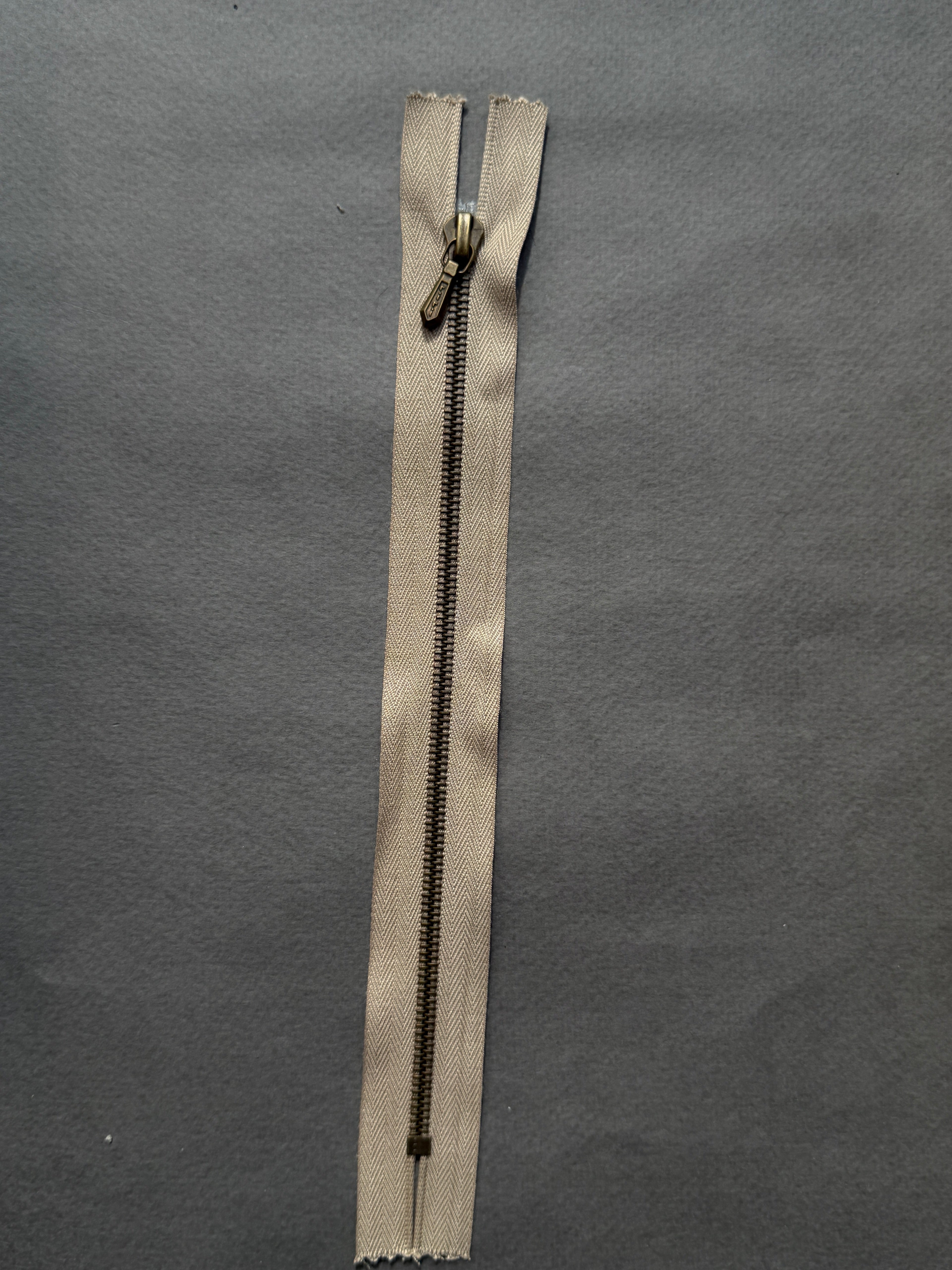 Riri closed end antique brass  metal zip 20cm SP Haberdashery Auckland NZ