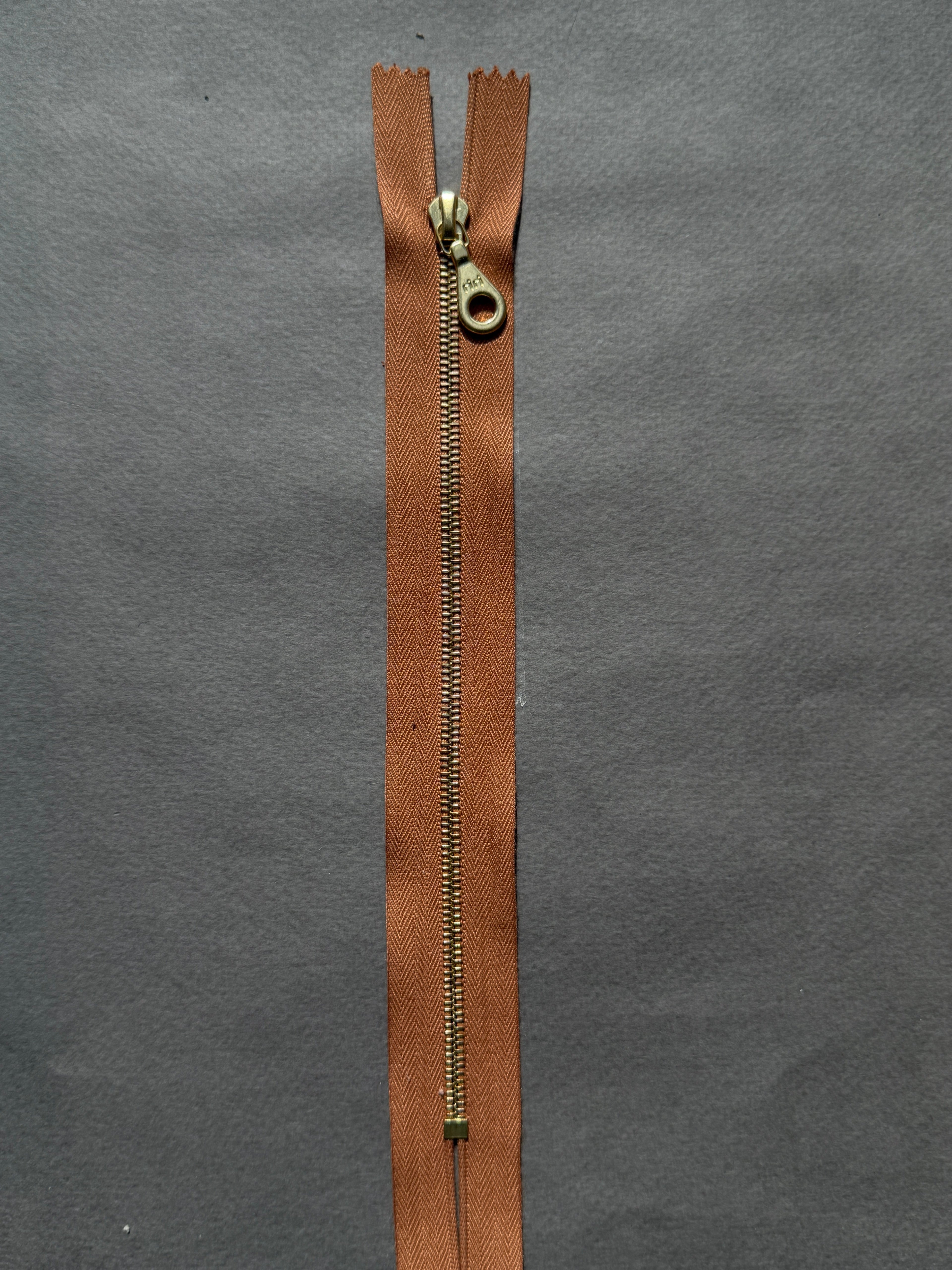 Riri closed end metl zip gold brown 18 & 20cm SP Haberdashery Auckland NZ