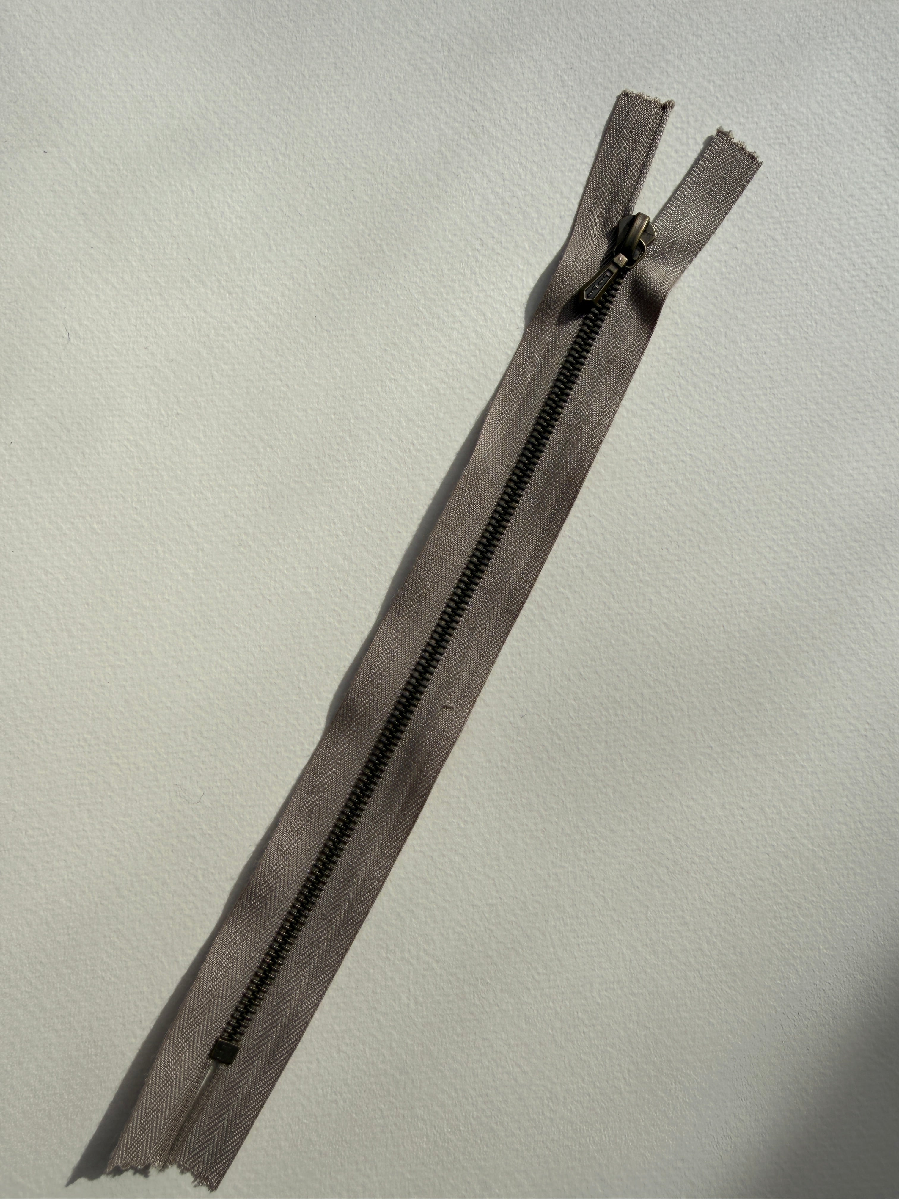 Riri closed end metal  Taupe antique brass zip 20cm SP Haberdashery Auckland NZ