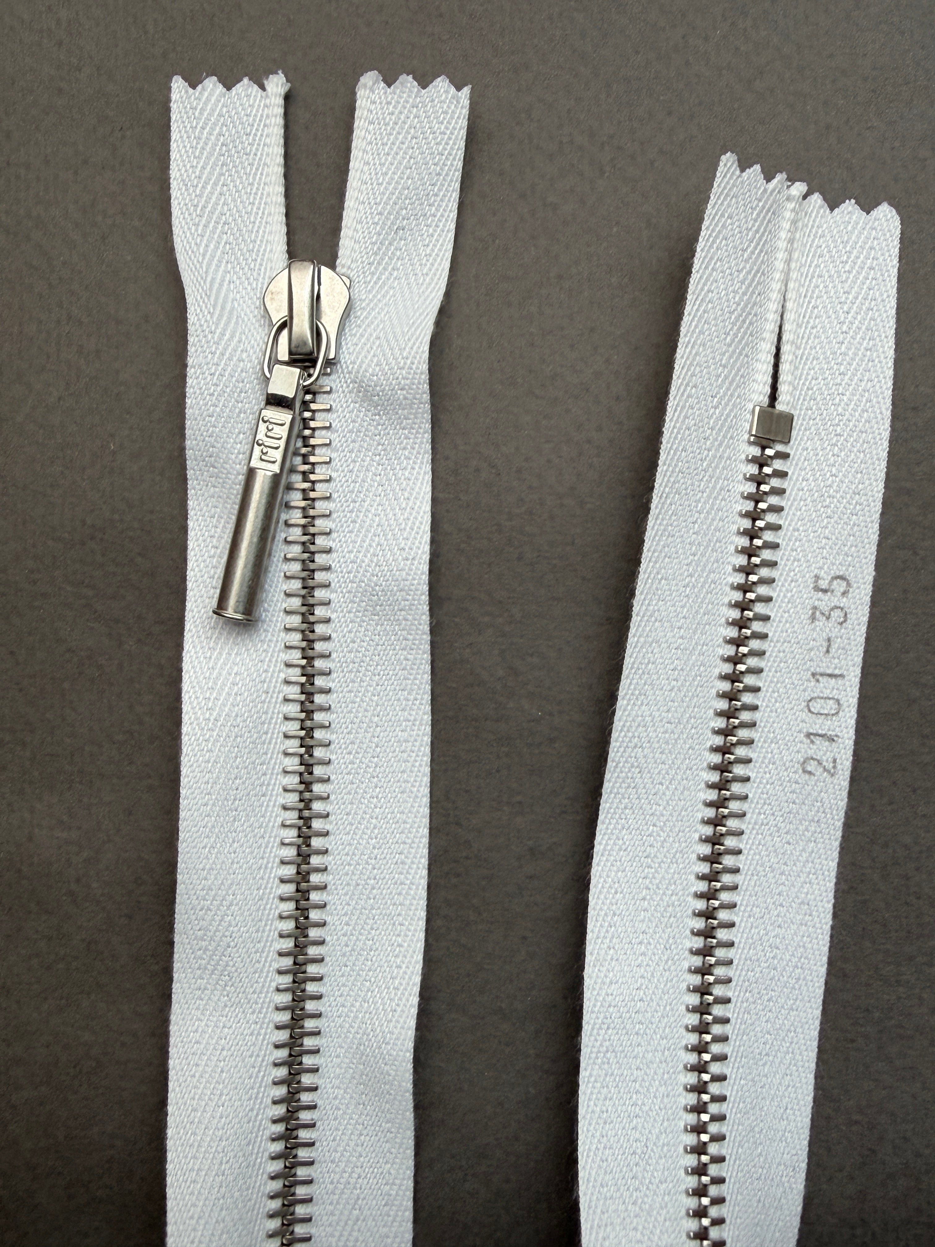 Riri closed end metal white  nickel  zip 35cm SP Haberdashery Auckland NZ