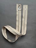 Riri closed end metal zip, silver 4mm chain beige tape 60cm  SP Haberdashery Auckland NZ